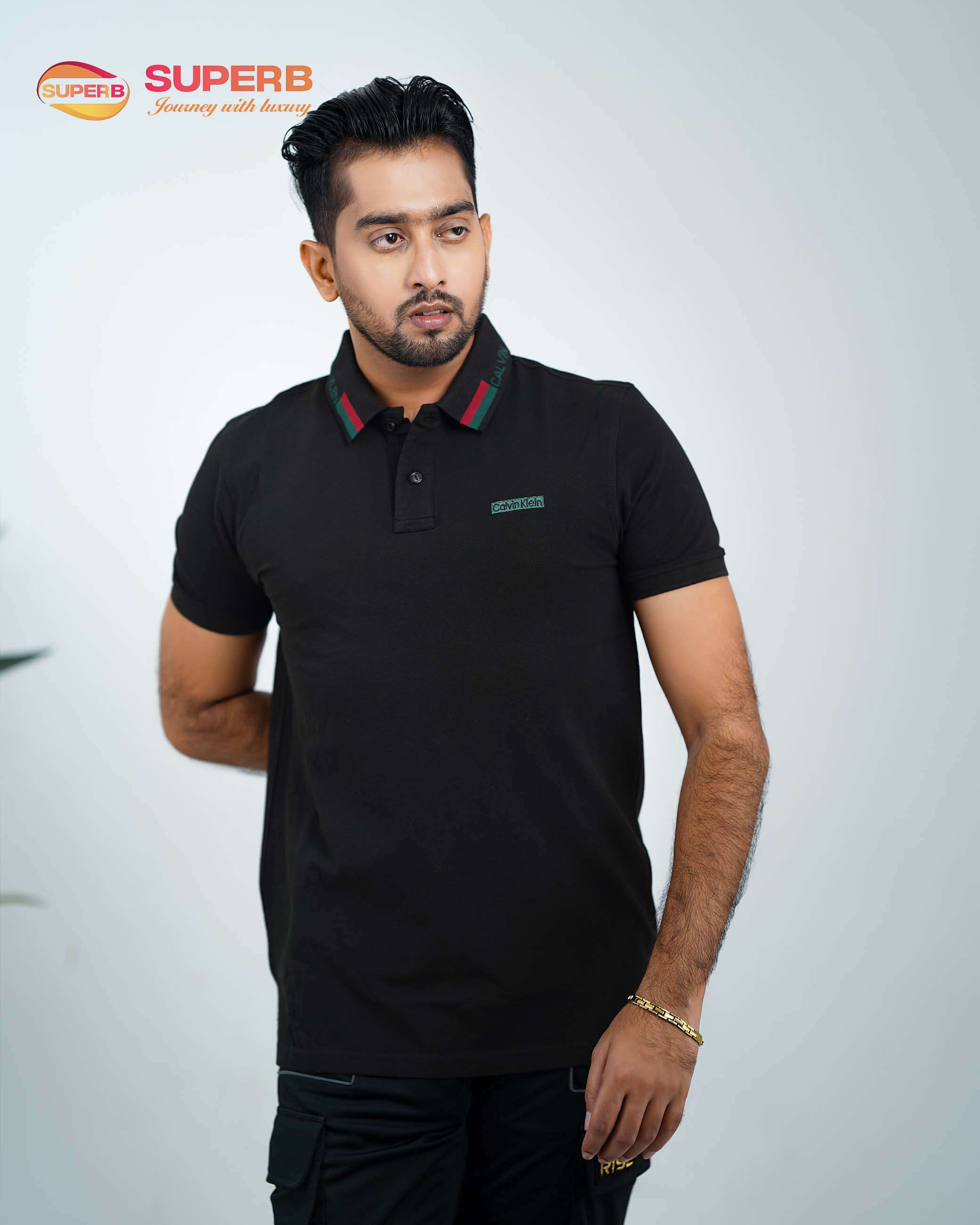 Calvin Klein Premium Stretch Piqué Polo-V2 Superb Lifestyle - Black