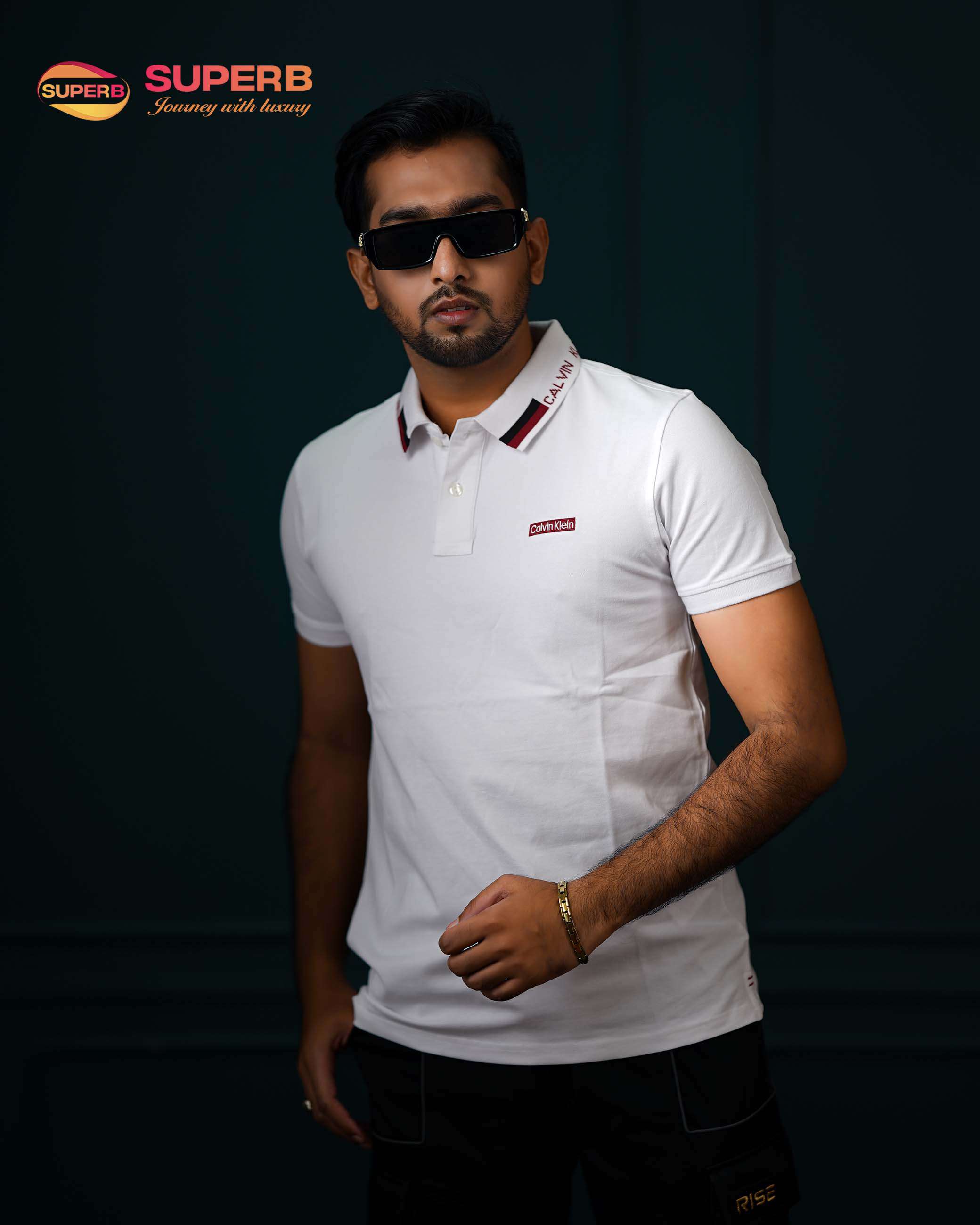 Calvin Klein Premium Stretch Piqué Polo-V2 Superb Lifestyle - White