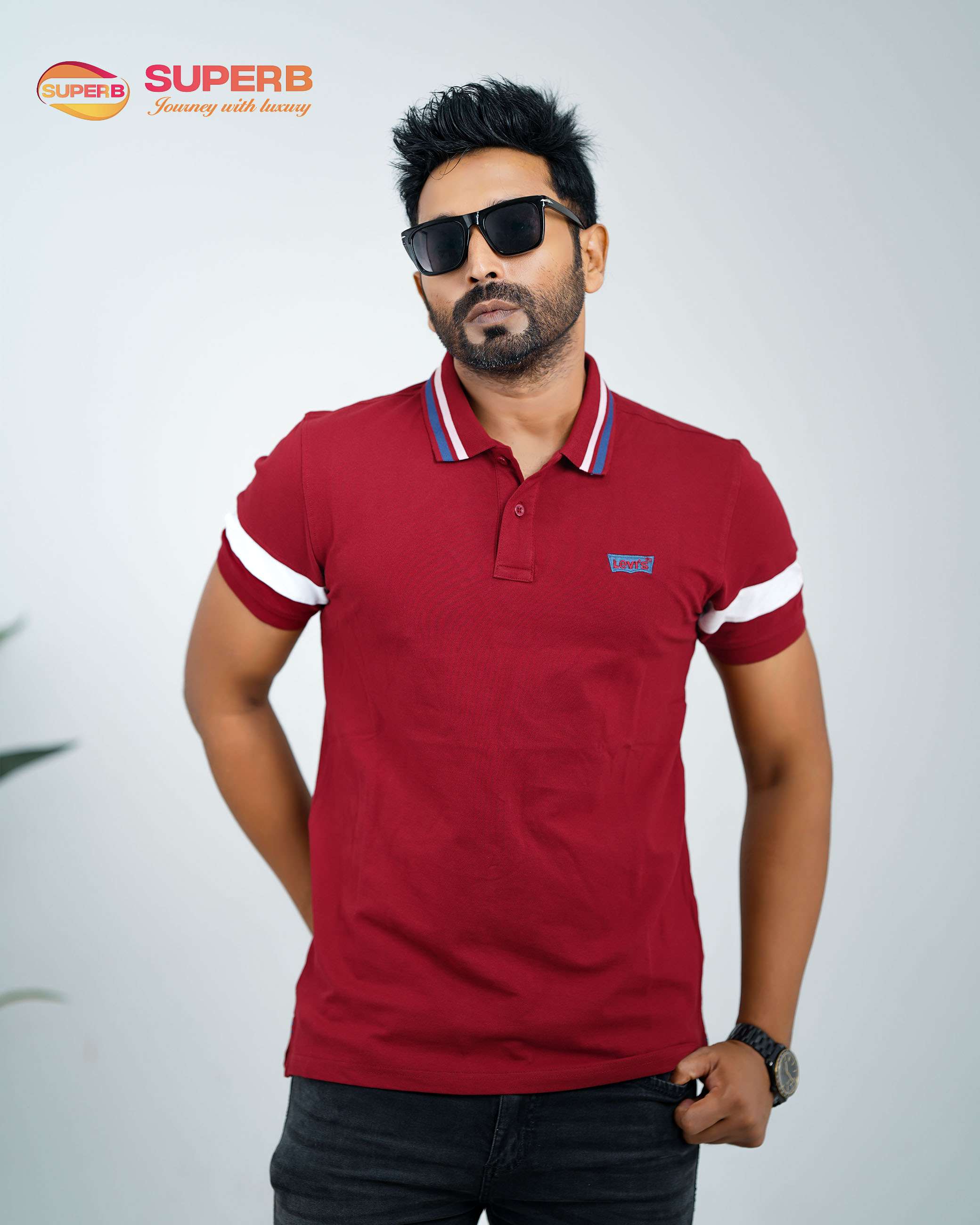 Levi’s Premium Polo T-Shirt for Men – Multiple Colors || Superb - Maroon