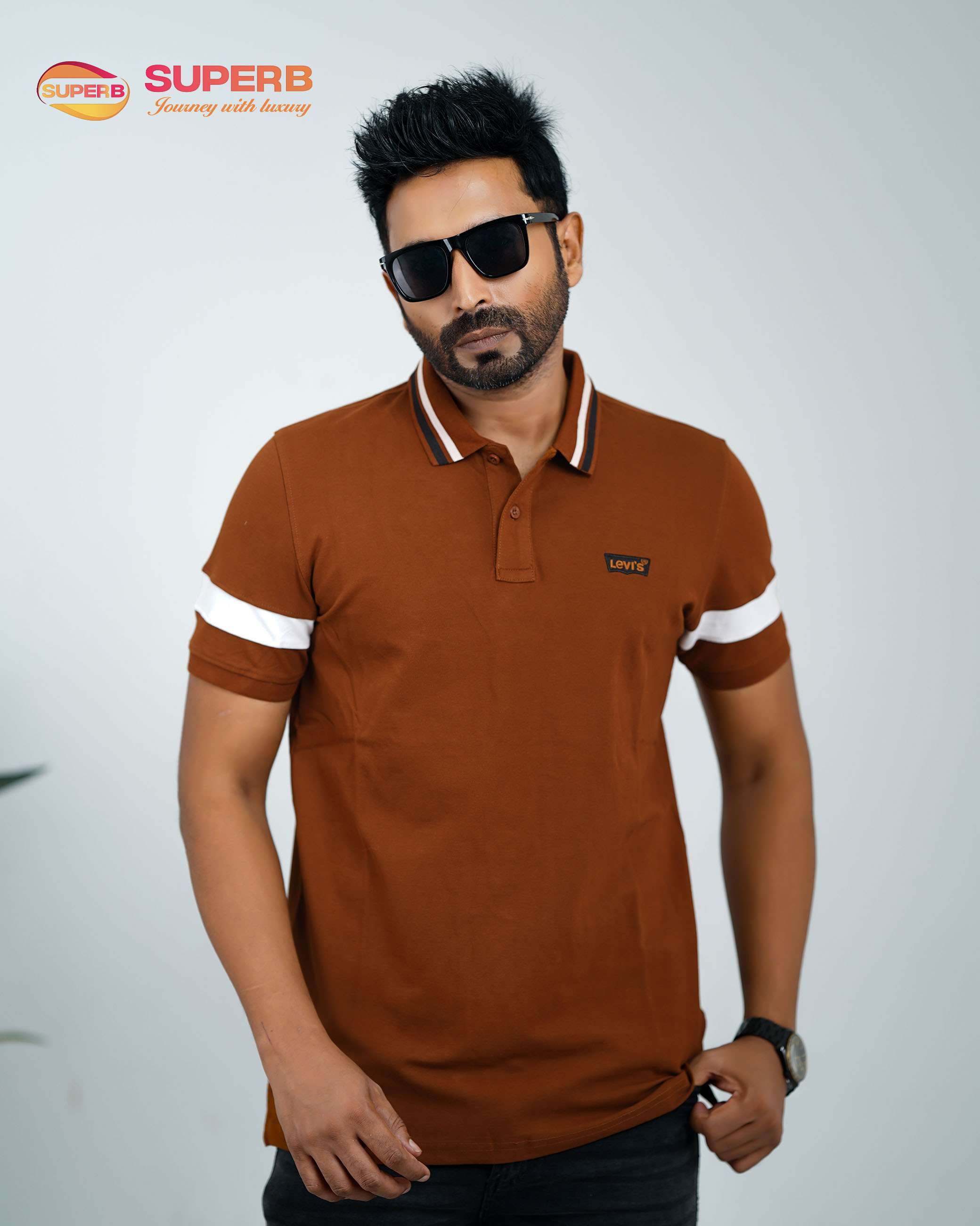 Levi’s Premium Polo T-Shirt for Men – Multiple Colors || Superb - Coffee