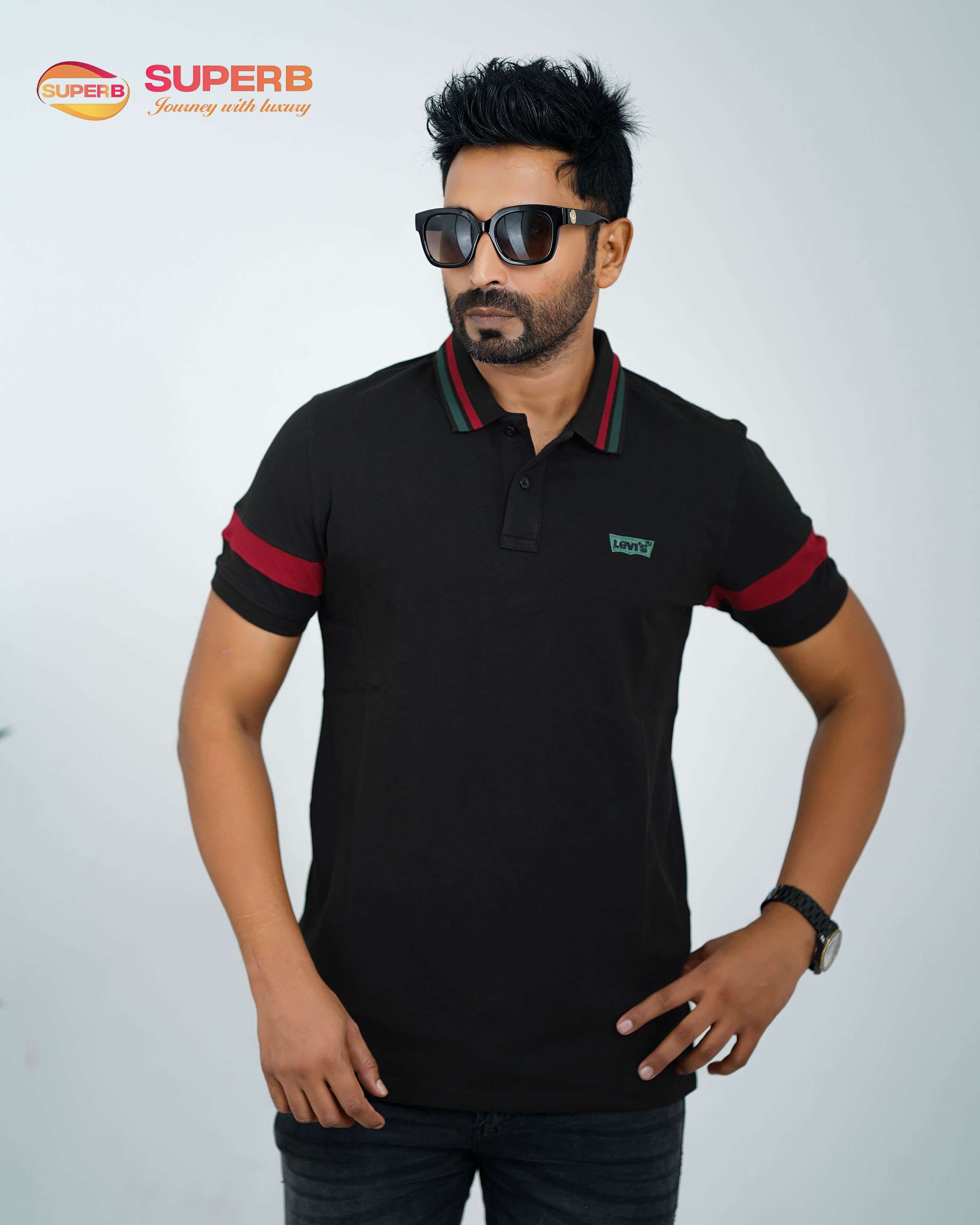 Levi’s Premium Polo T-Shirt for Men – Multiple Colors || Superb - Black