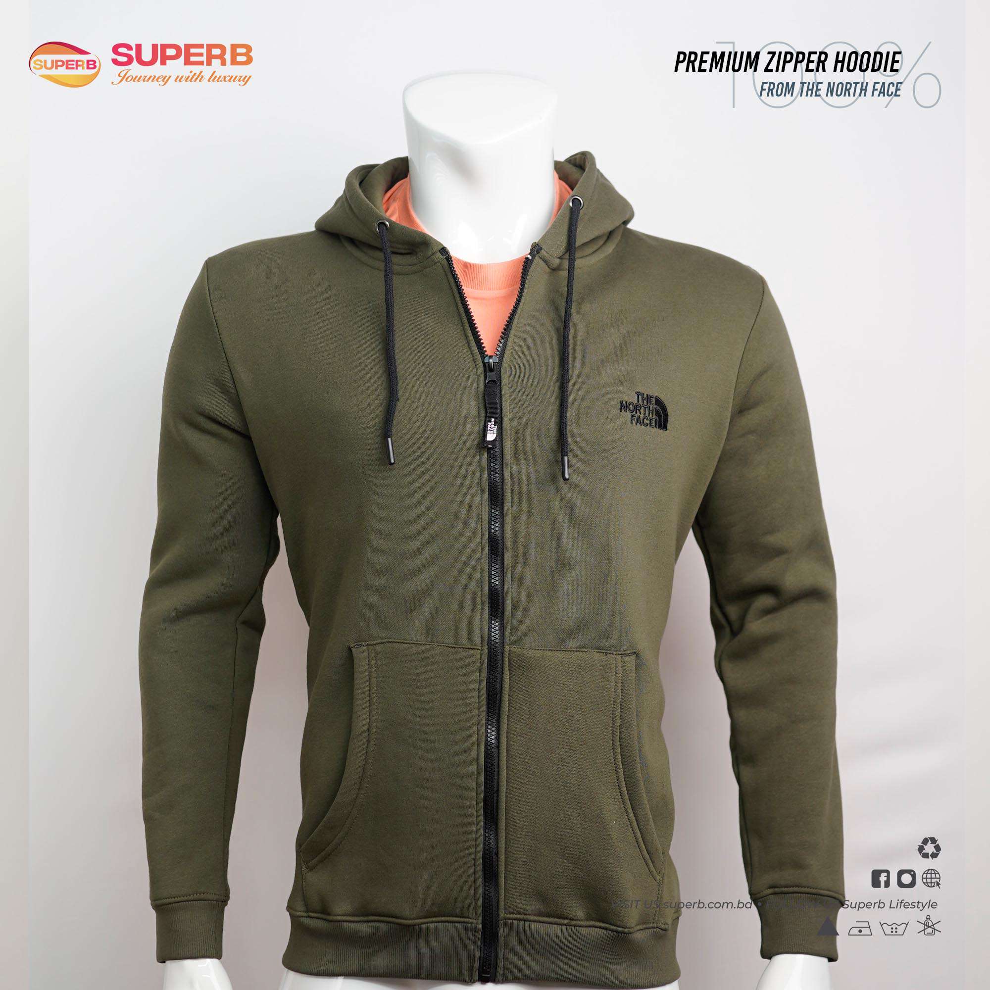 Premium The North Face Zipper Hoodie- Stylish Outerwear | Superb Lifestyle - Olive