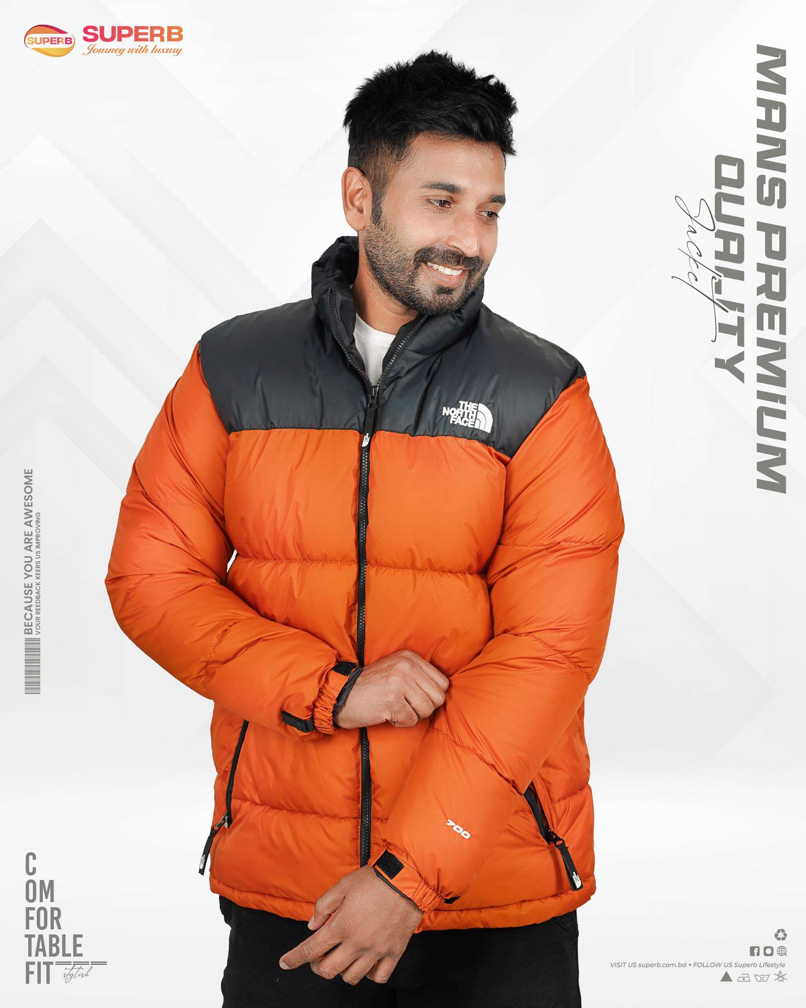 The North Face Padded Jacket – Premium Outerwear Collection | Superb Lifestyle - Dark Orange
