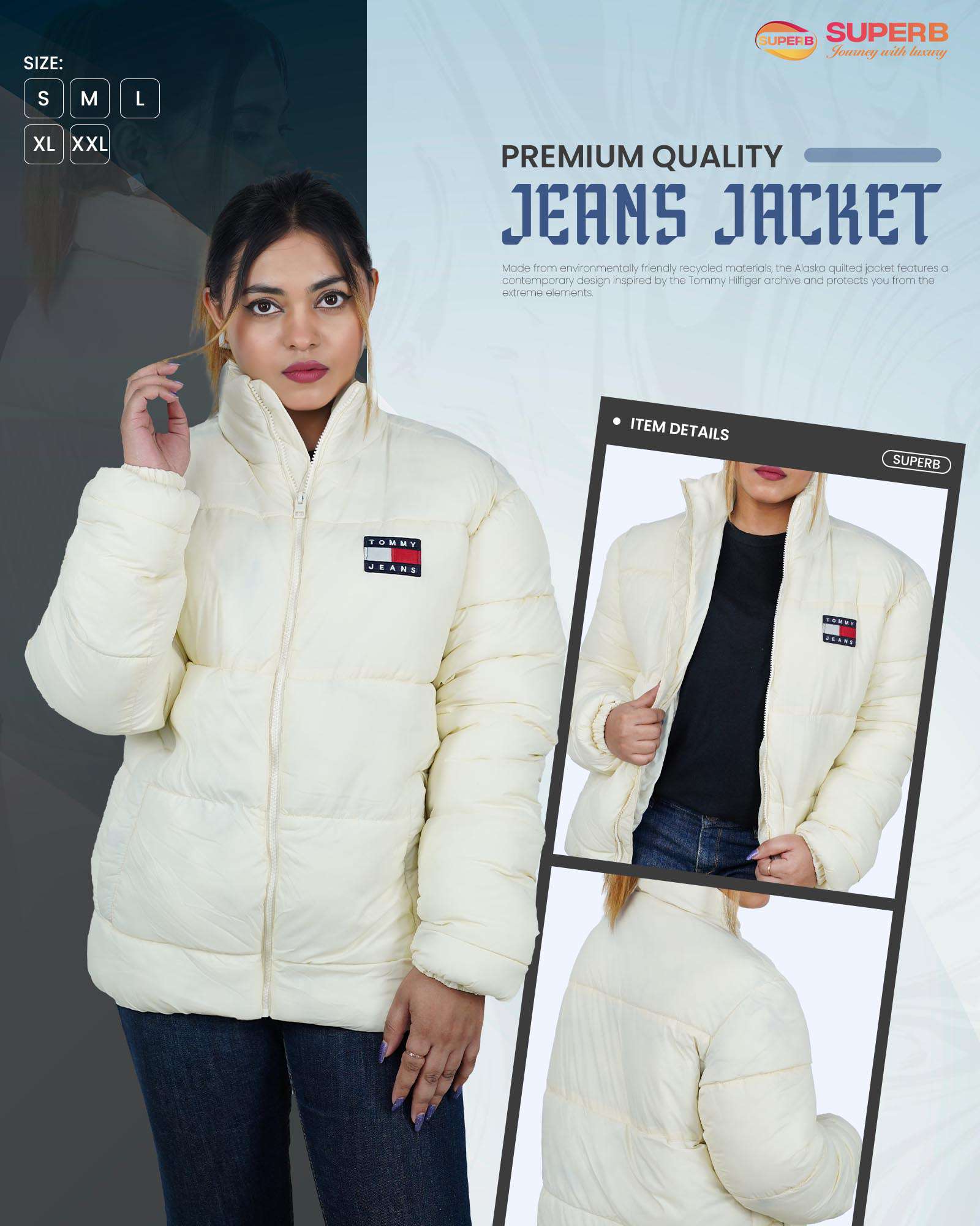 Tommy Jeans Premium Colorful Winter Jacket | Superb Bangladesh - Off-white