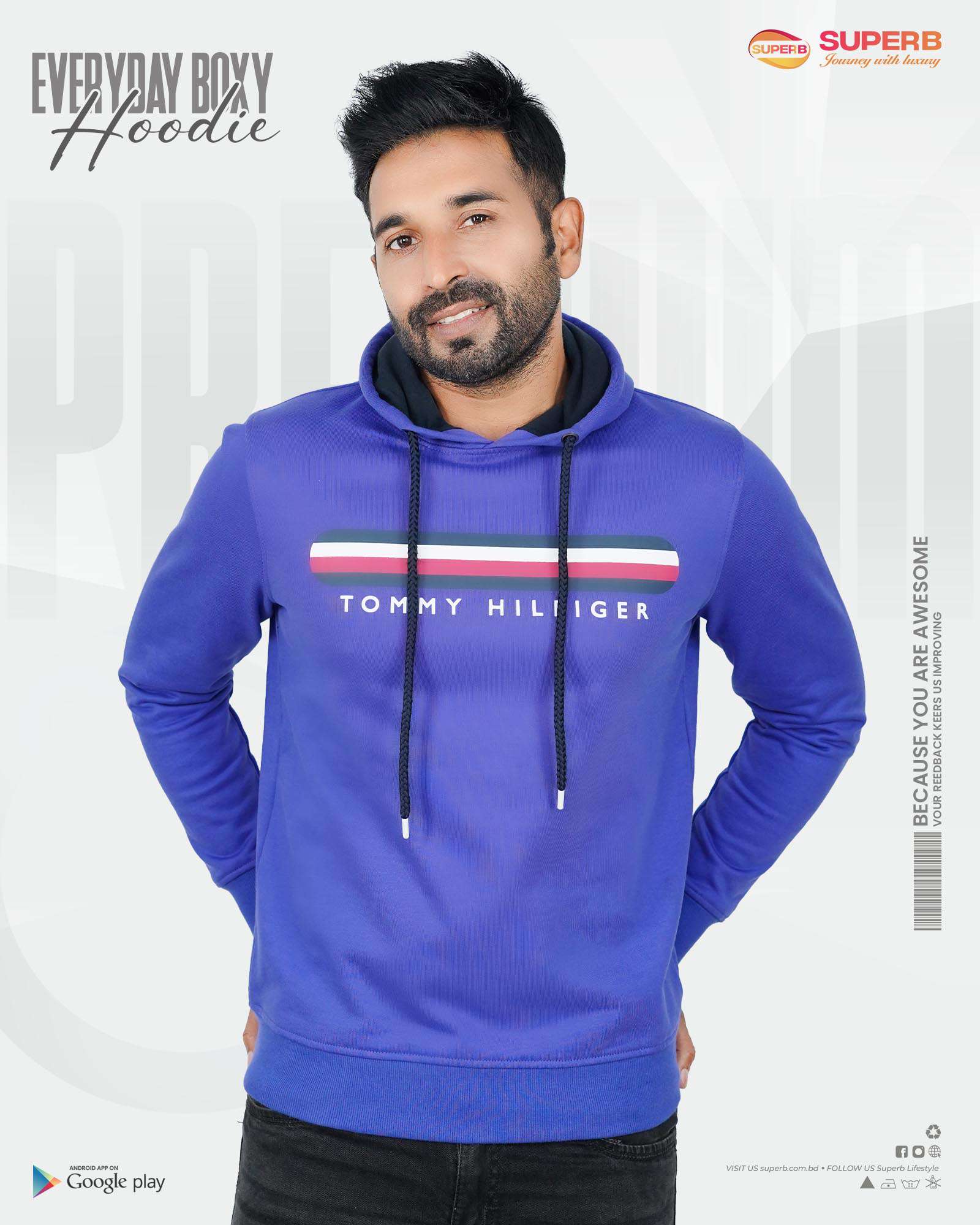 Tommy Hilfiger Premium Hoodie | 4 Colors | Superb Lifestyle - Blue