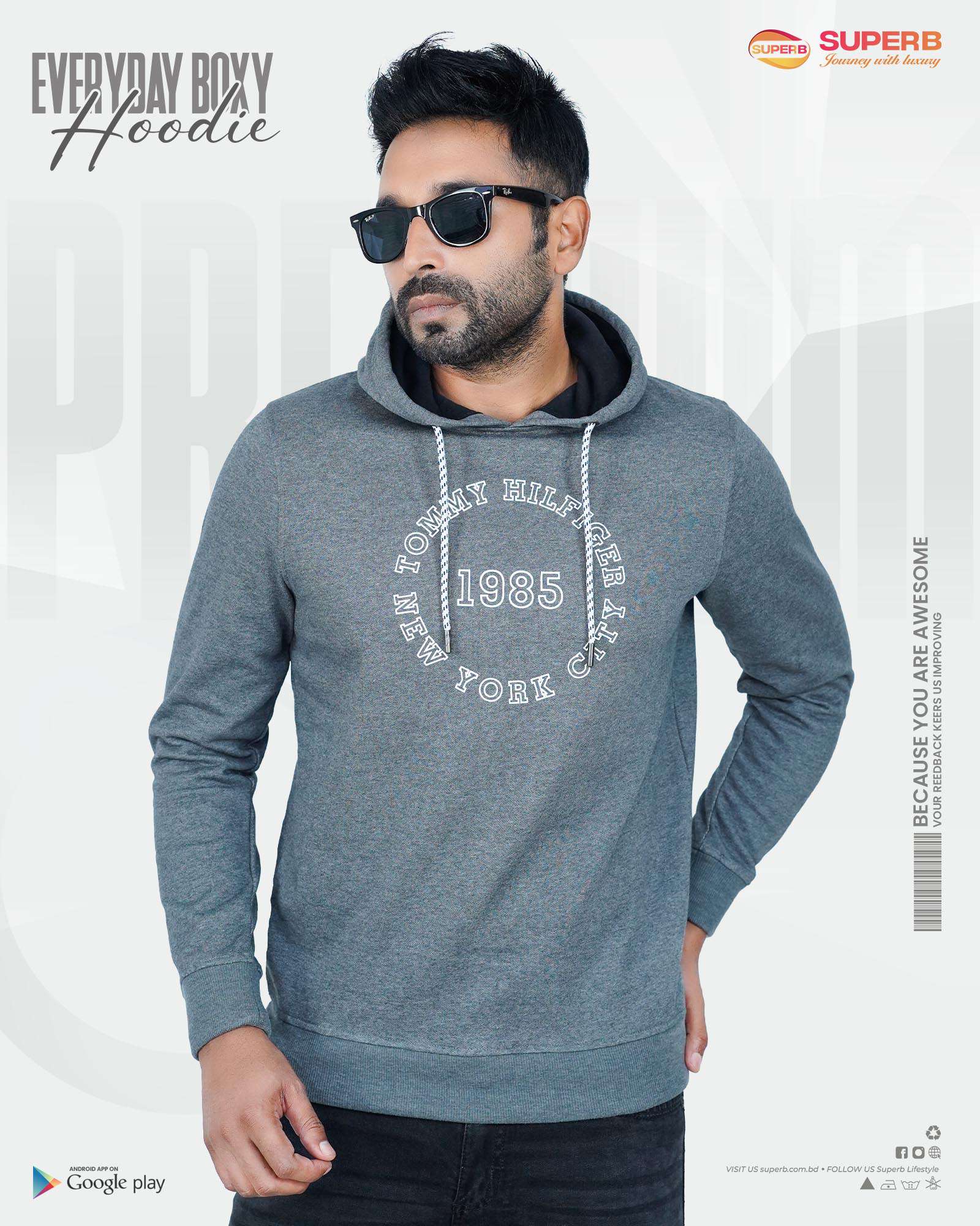 Premium Hoodie from Tommy Hilfiger | 2 Colors | Superb Lifestyle - Ash