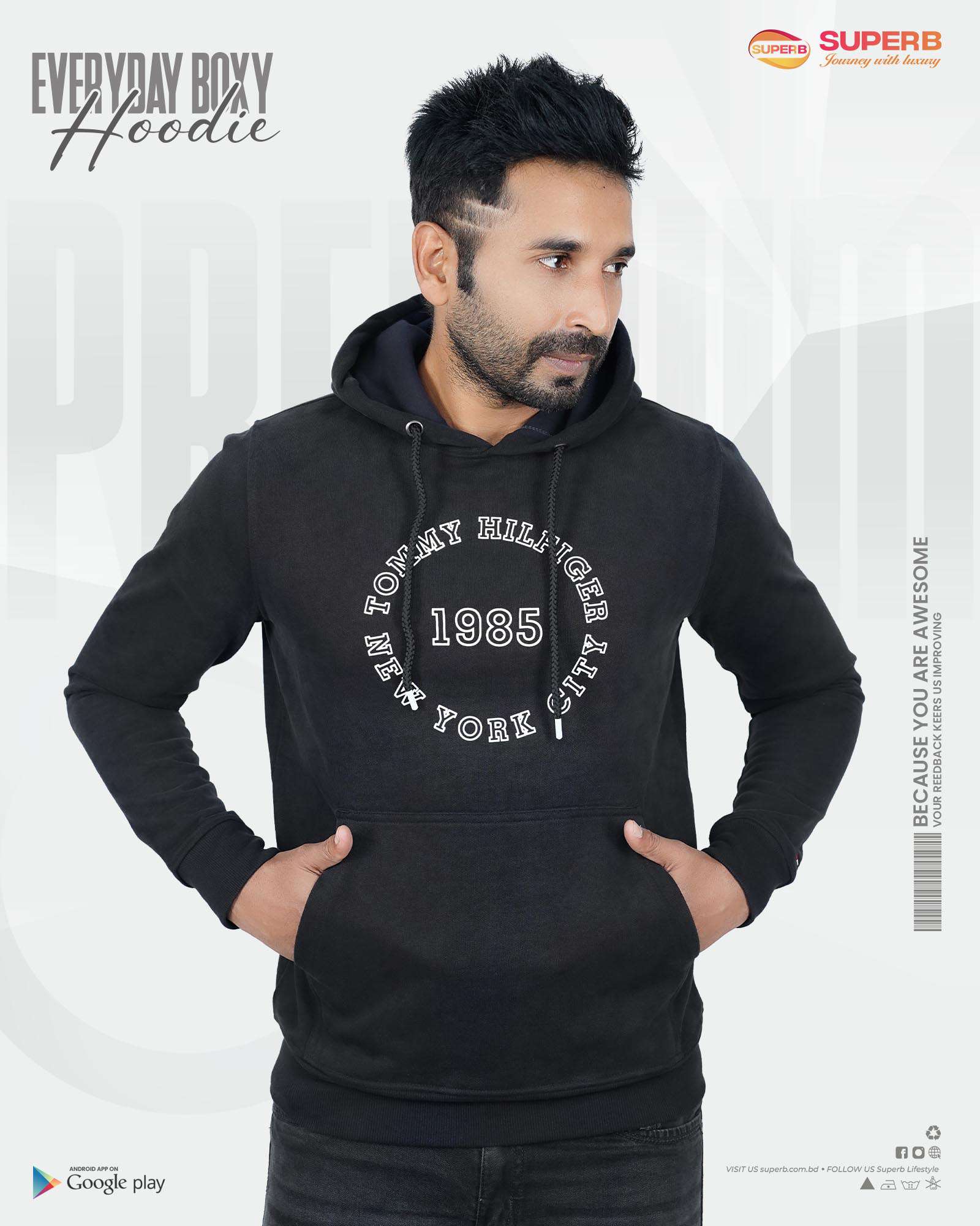 Premium Hoodie from Tommy Hilfiger | 2 Colors | Superb Lifestyle - Black