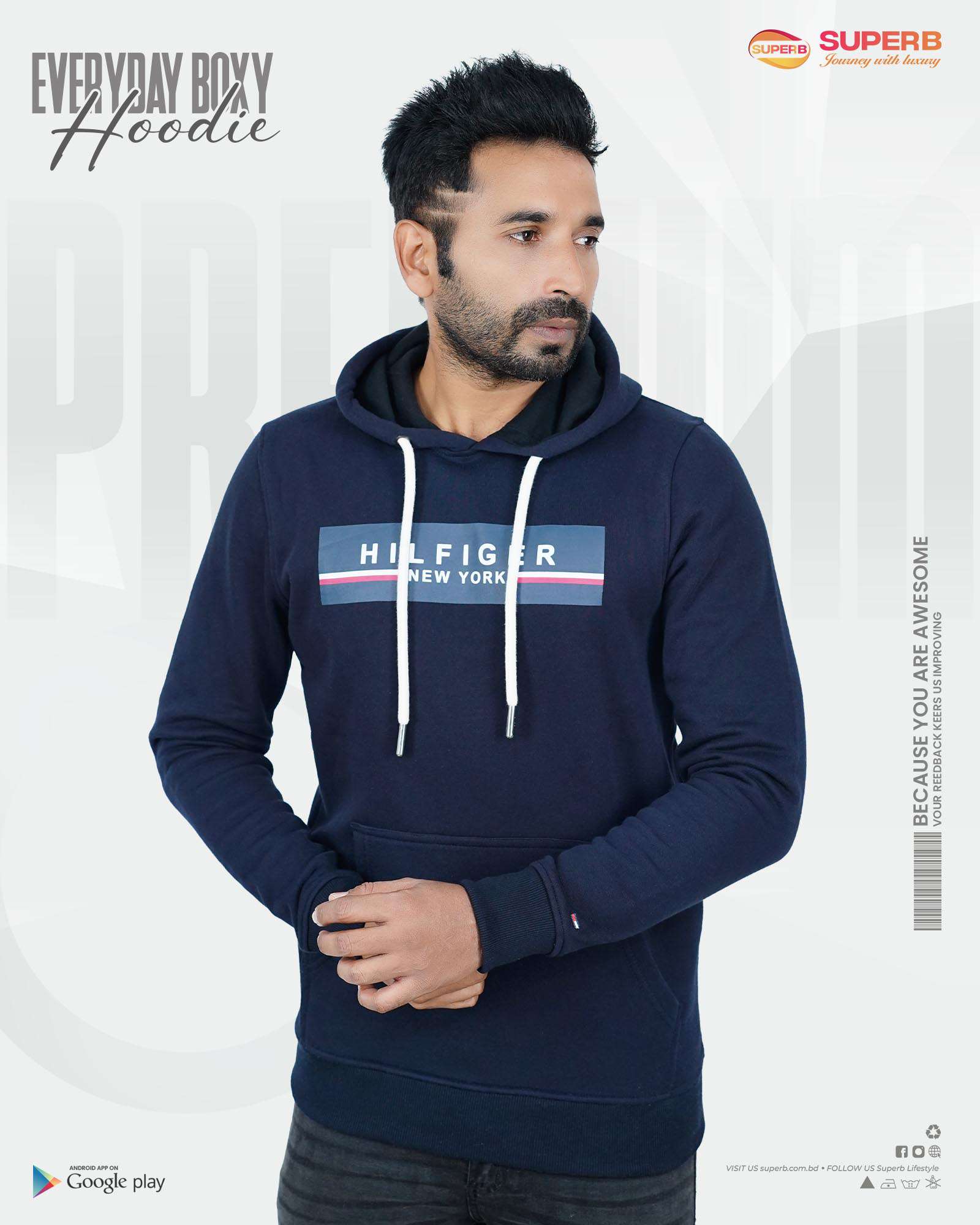 Premium Hoodie from Tommy Hilfiger | Superb Lifestyle - Navy Blue