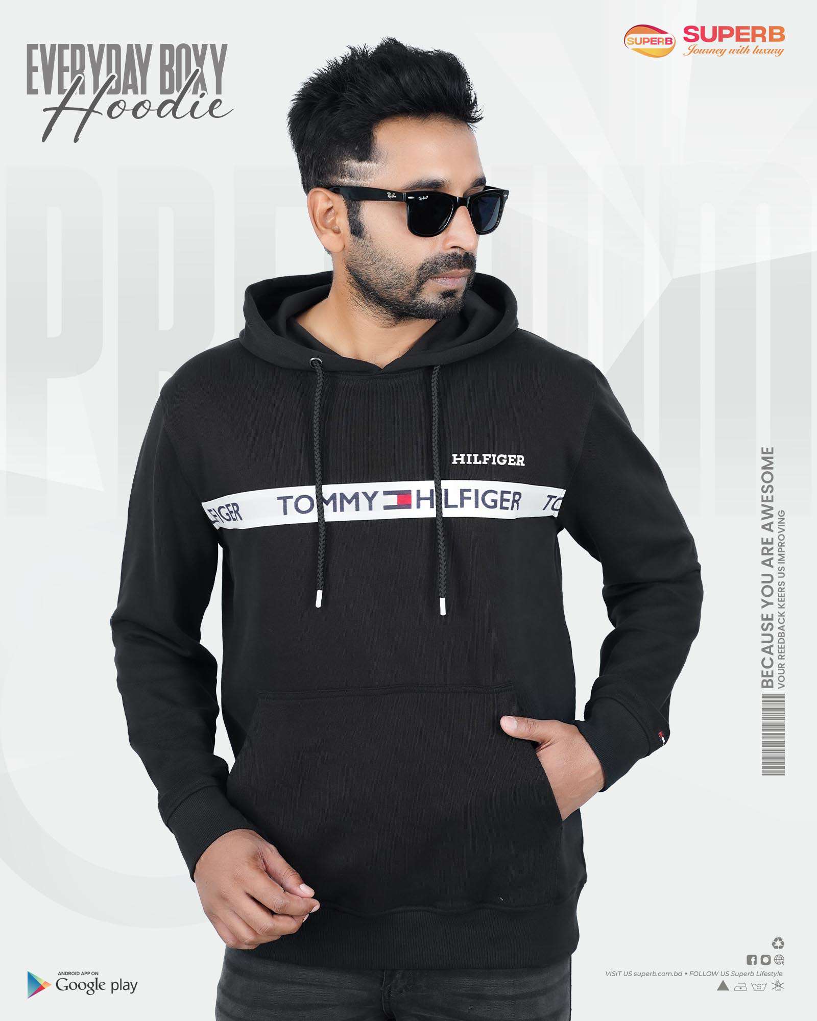 Premium Hoodie from Tommy Hilfiger | Superb Lifestyle - Black