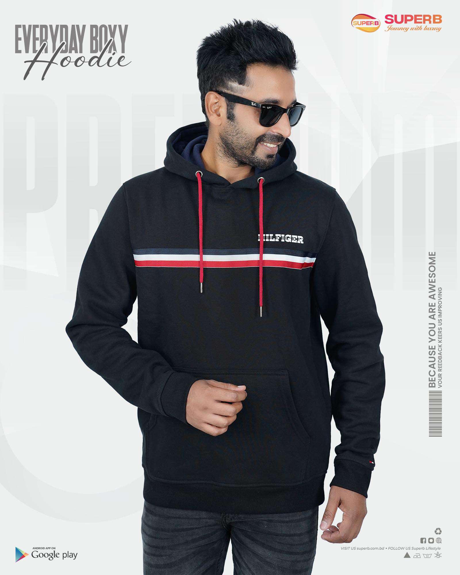 Tommy Hilfiger Premium Hoodie | 4 Colors | Superb Lifestyle - Black