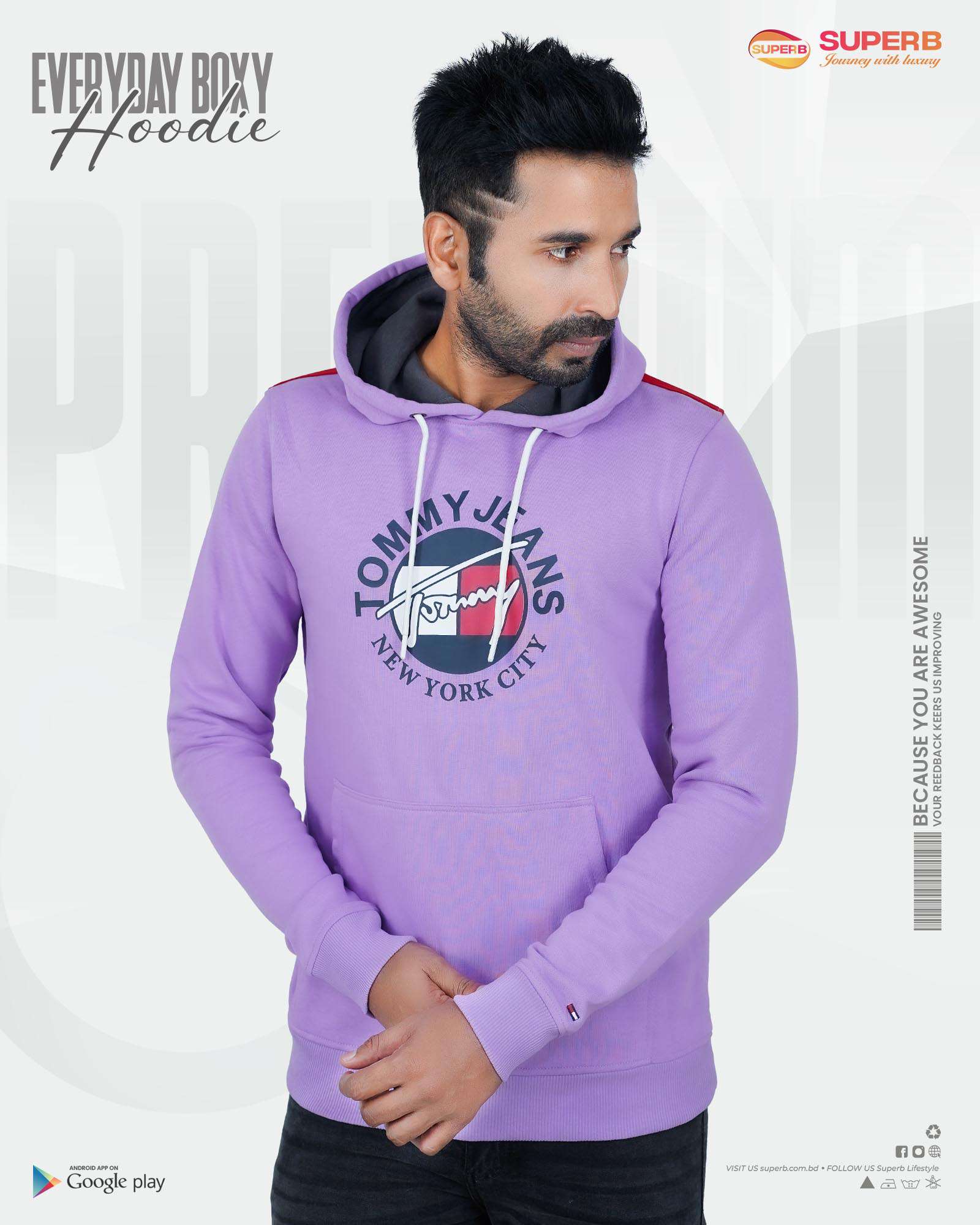 Tommy Jeans Premium Hoodie || Superb Lifestyle - Pink