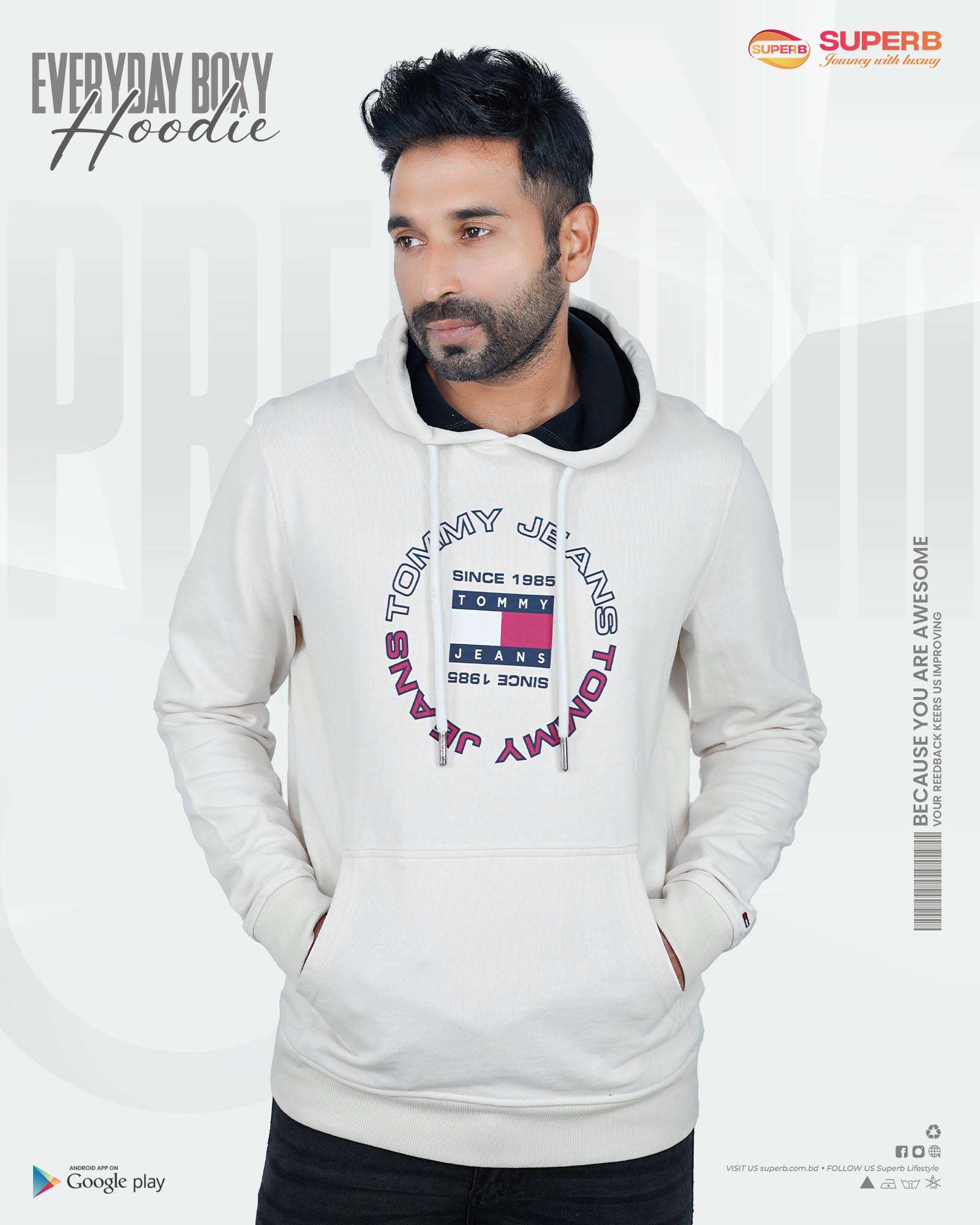 Tommy Jeans Premium Hoodie || Superb Lifestyle - Off-white
