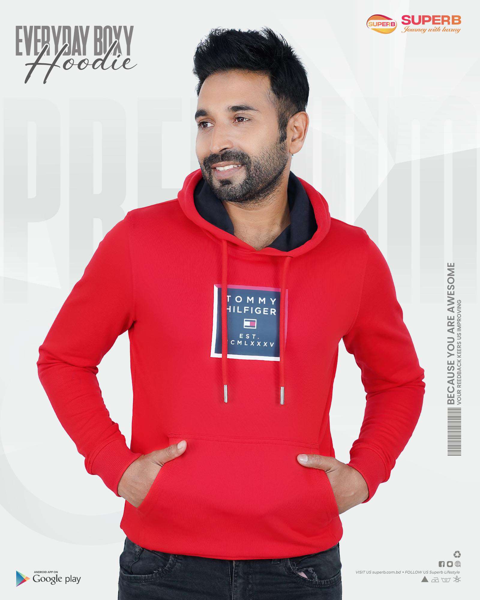 Premium Hoodie from Tommy Hilfiger | Superb Lifestyle - Red