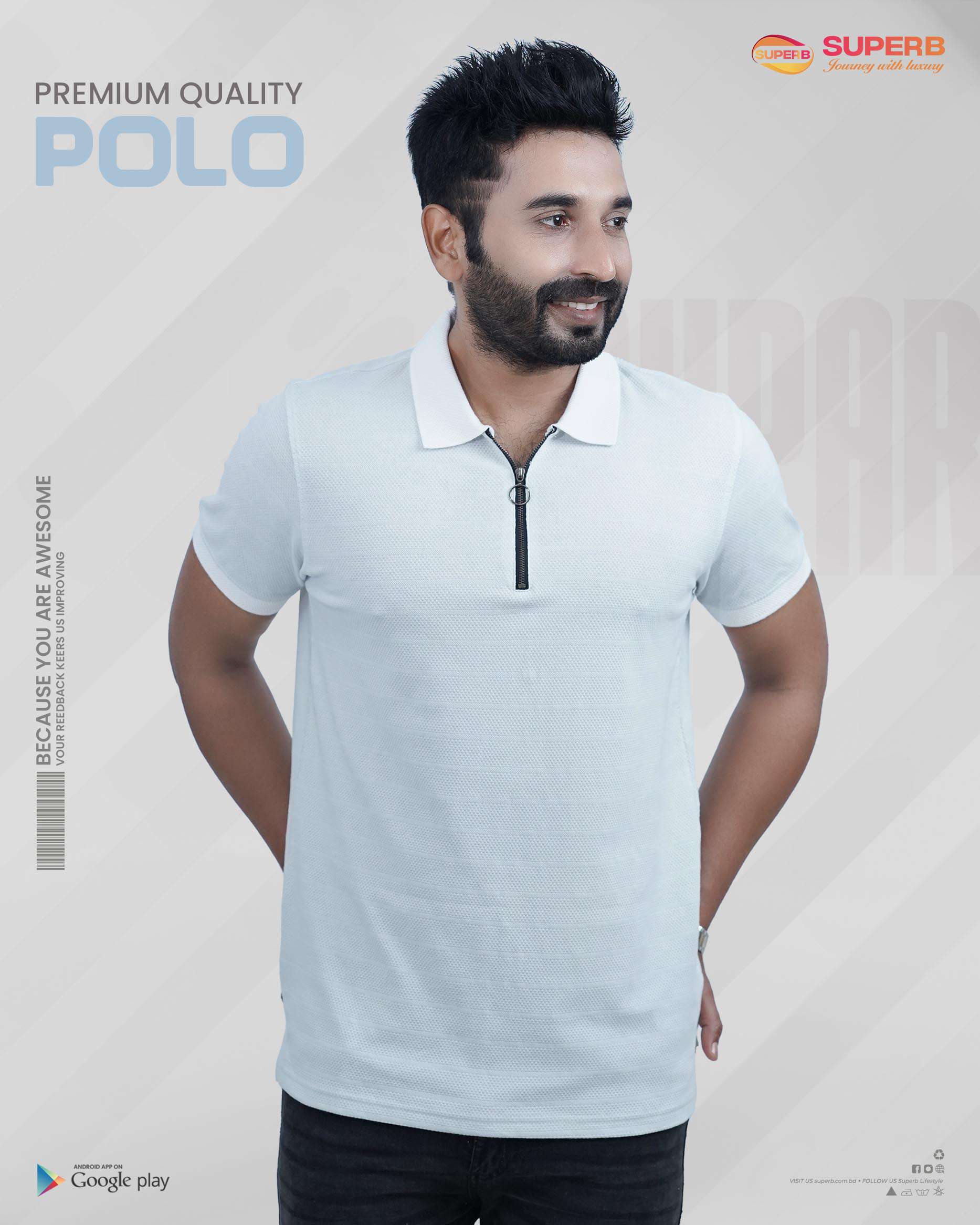 Zara Premium Polo Zipper T-Shirt | Stylish Design for Modern Comfort - Sky light