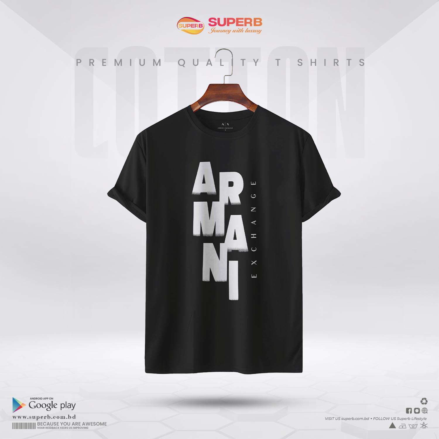 A|X Armani Exchange Men's Ombre Logo T-Shirt || Superb - Black