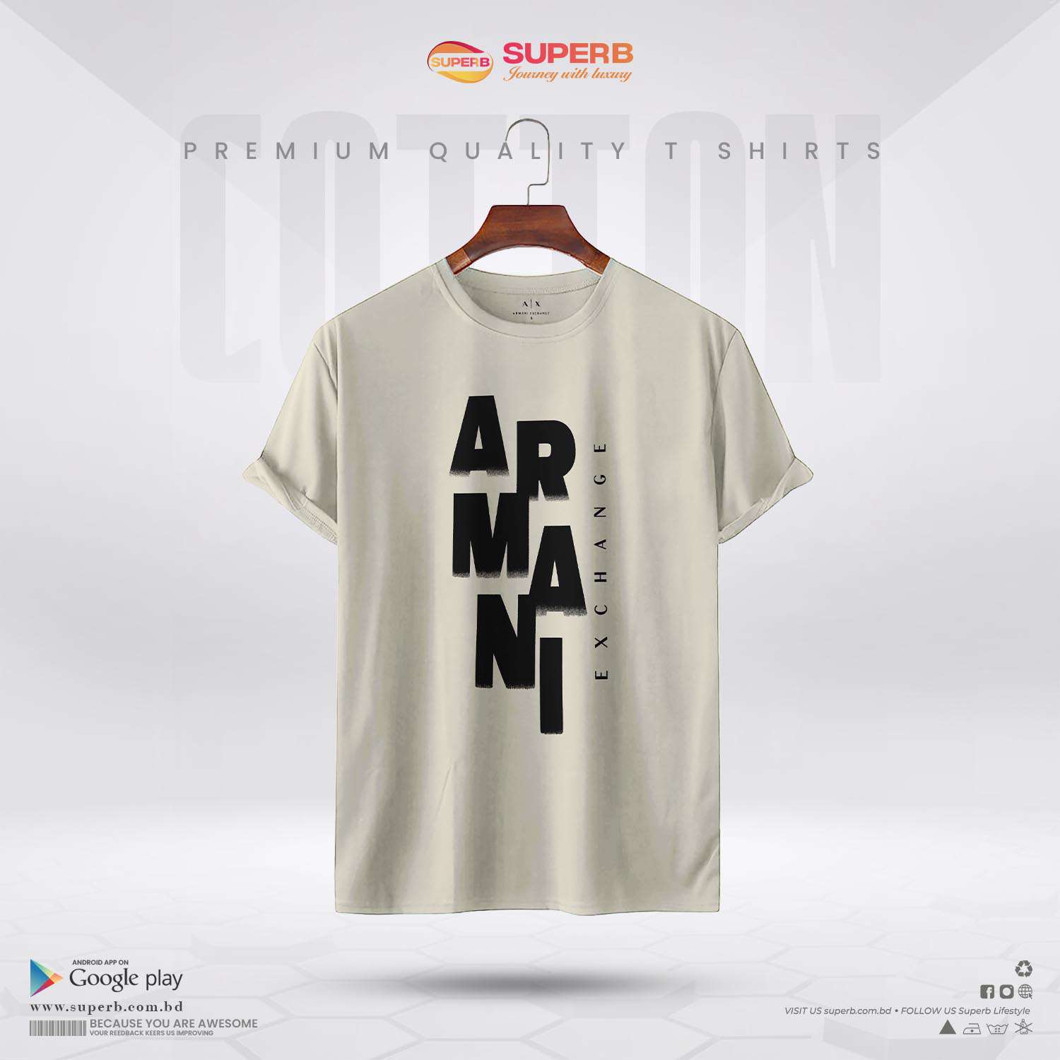 A|X Armani Exchange Men's Ombre Logo T-Shirt || Superb - Off-white