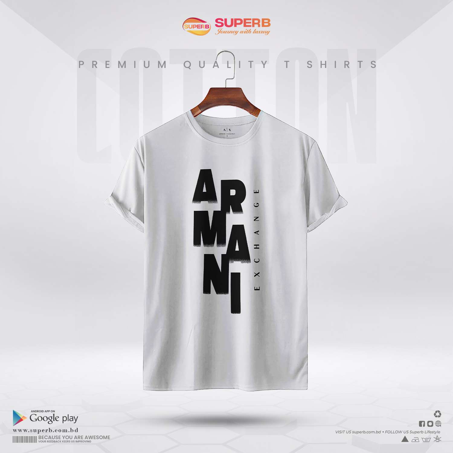 A|X Armani Exchange Men's Ombre Logo T-Shirt || Superb - White