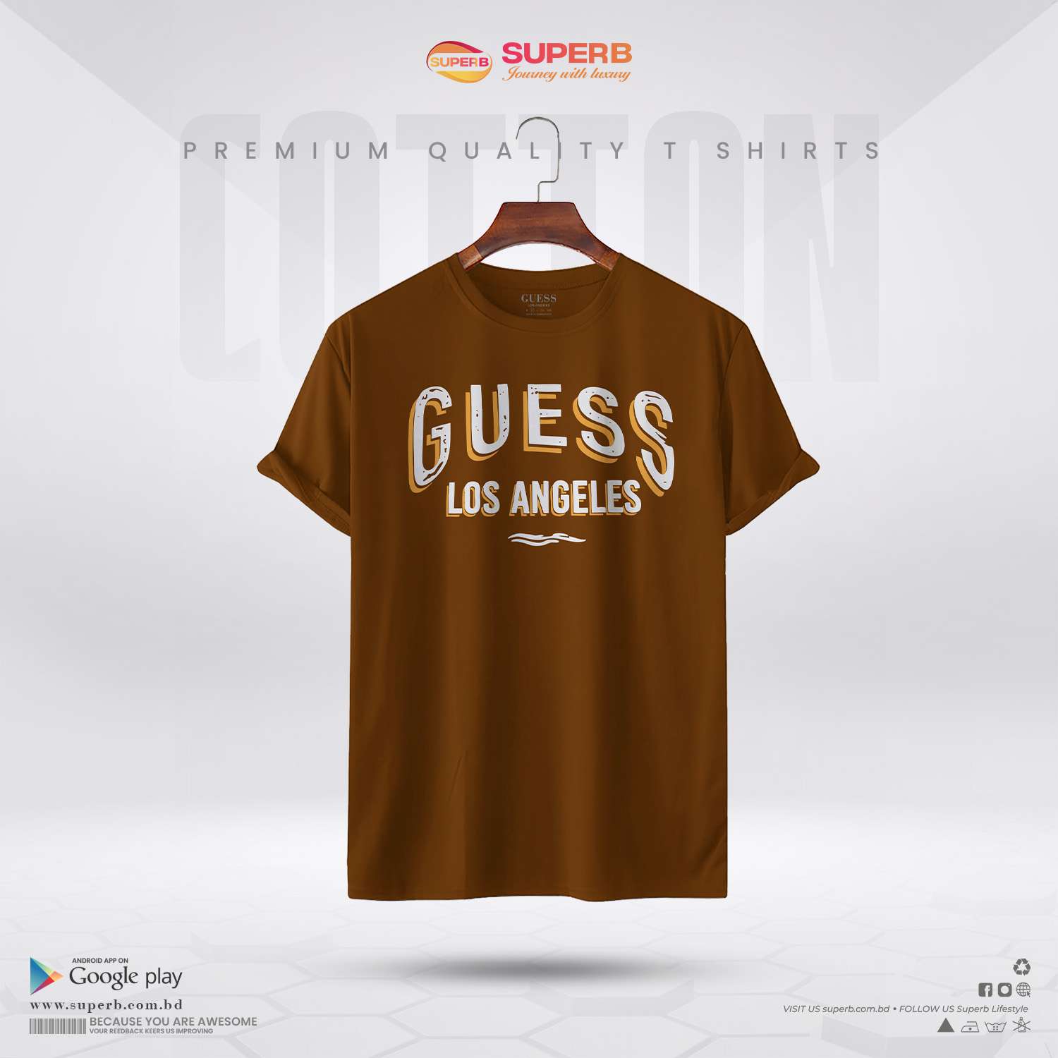 Guess Men's Collegiate Logo T-Shirt || Superb - Chocolate