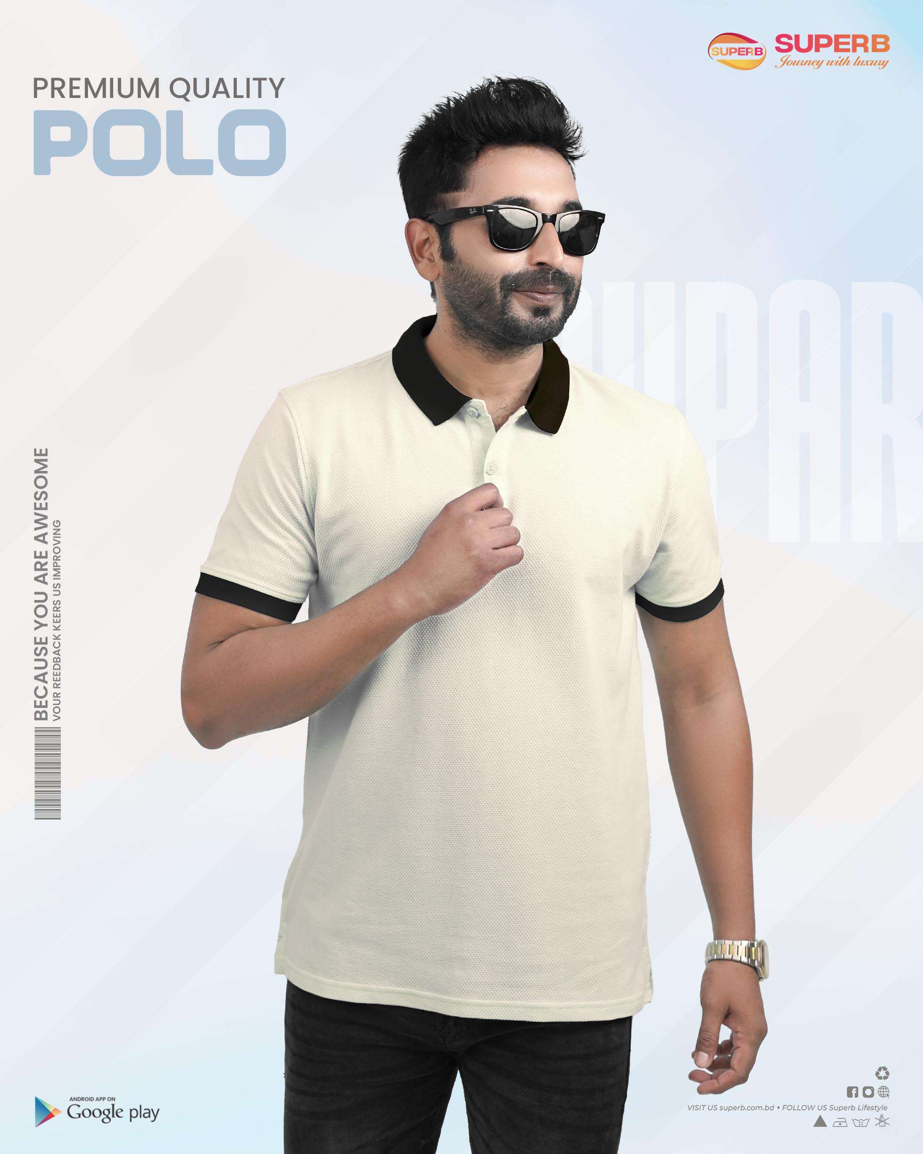 Zara Men’s Premium Polo T-Shirt || Superb Lifestyle - Off-white