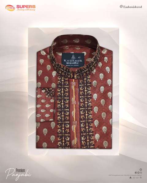 Premium Indian Katan Panjabi | Eid & Wedding Collection | Superb - brick red