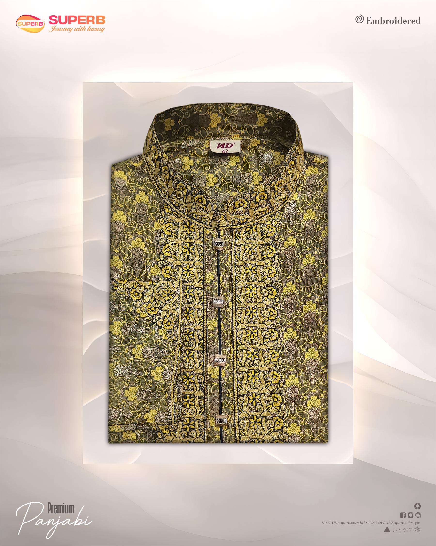 Premium Indian Katan Panjabi | Eid & Wedding Collection | Superb - Parrot green