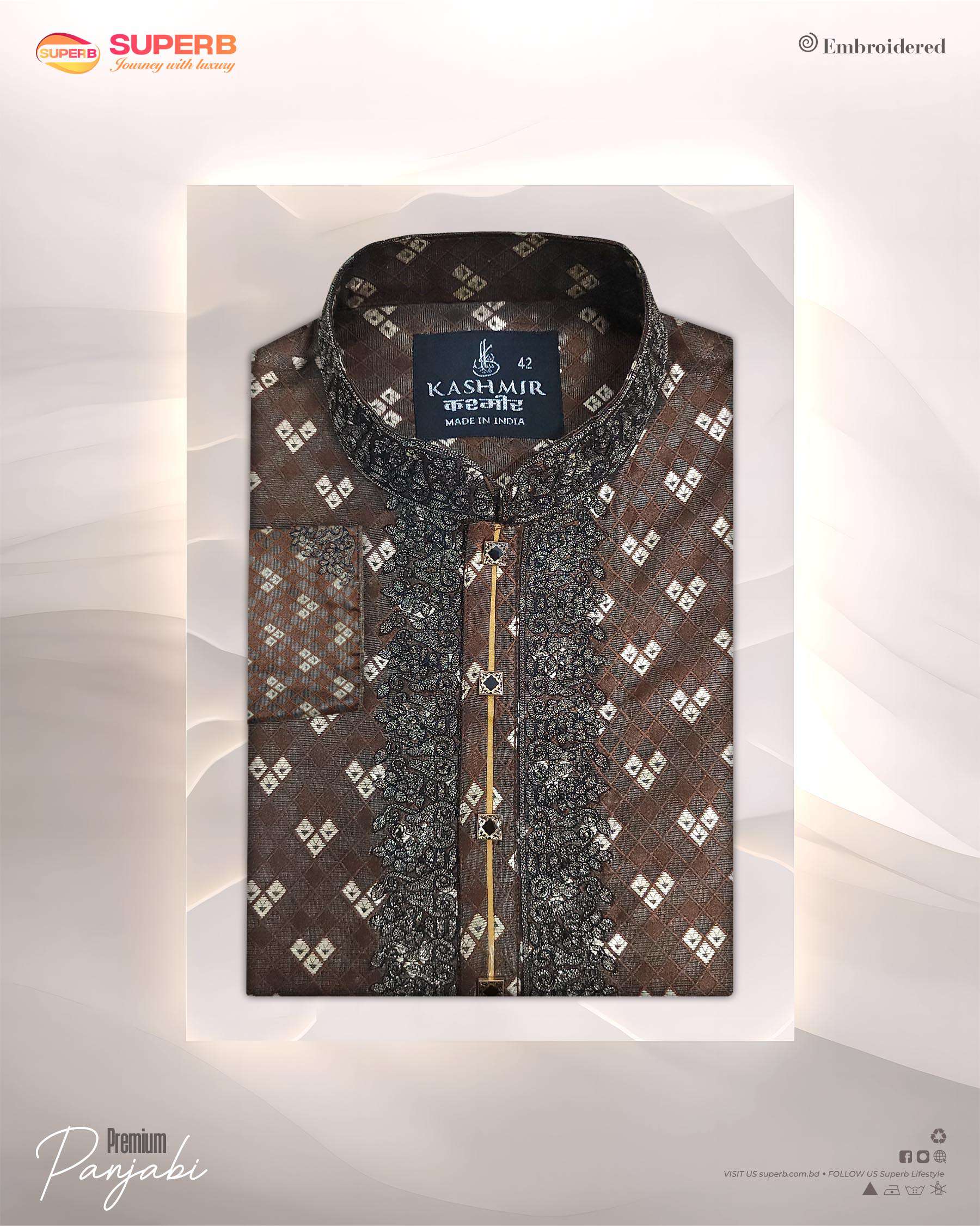 Premium Indian Katan Panjabi | Eid & Wedding Collection | Superb - Light Maroon