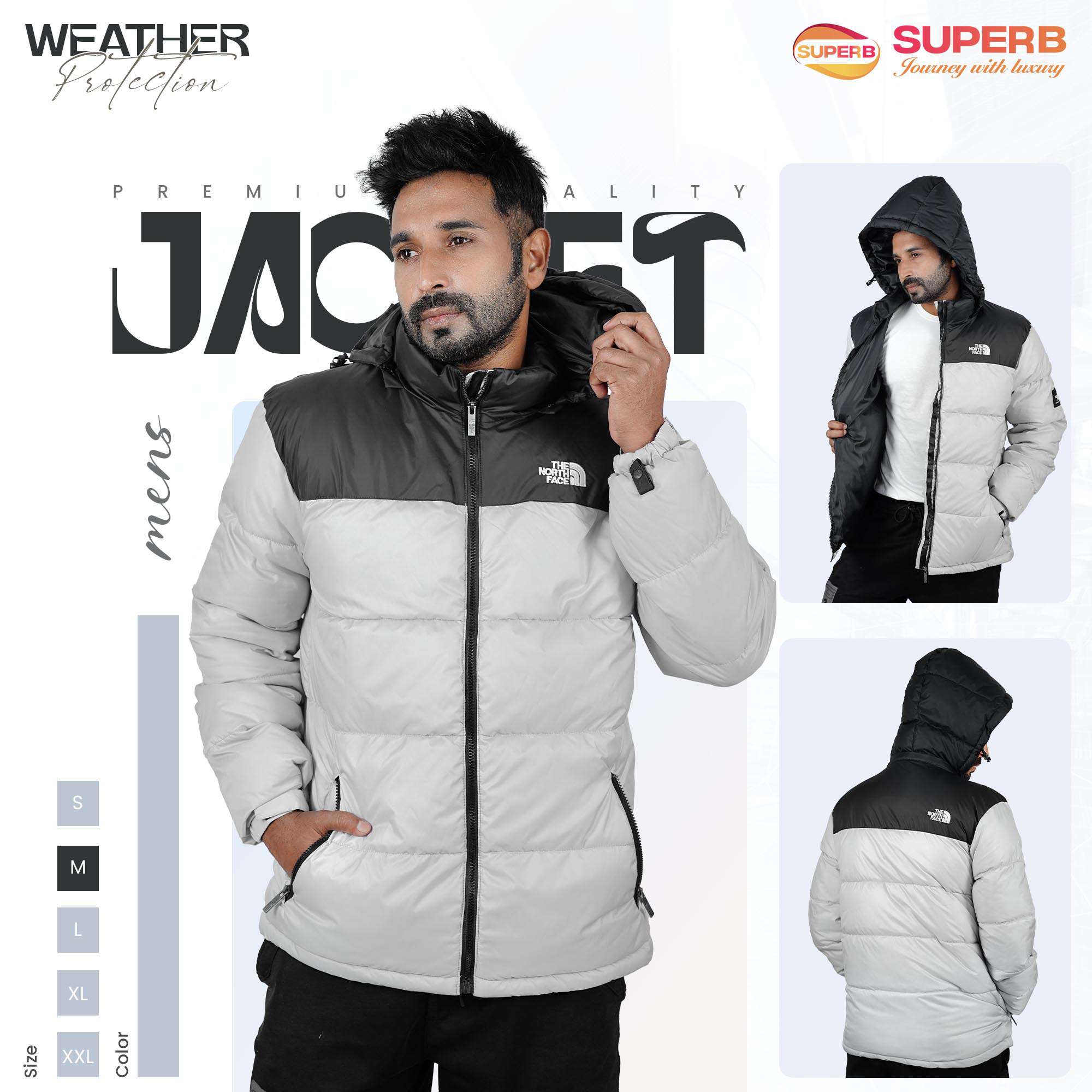 The North Face - 1996 Retro Nuptse Jacket -700 Series– Multi Color Options | Superb Lifestyle - Ash-Black Contrast