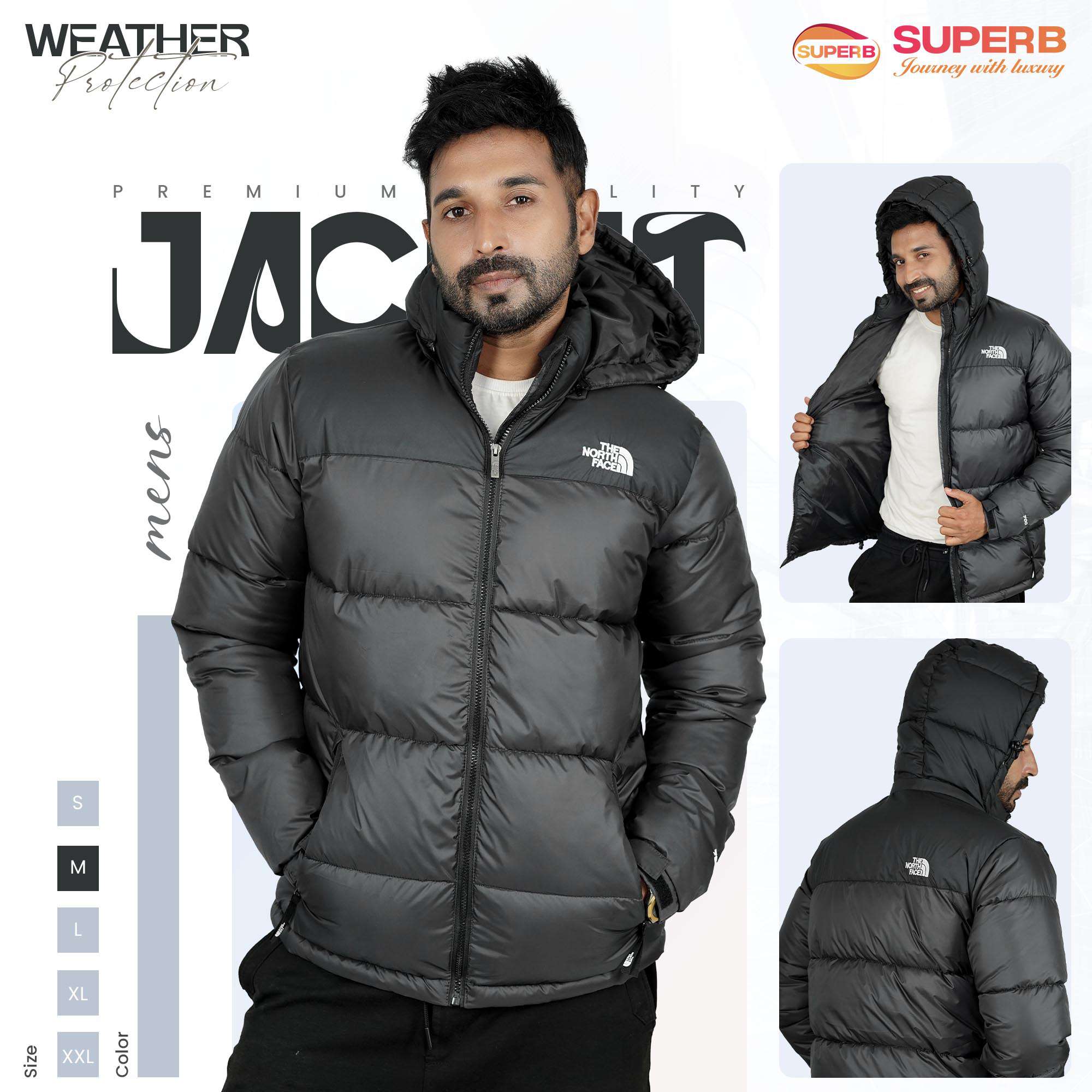 The North Face - 1996 Retro Nuptse Jacket -700 Series– Multi Color Options | Superb Lifestyle - Gray-Black Contrast