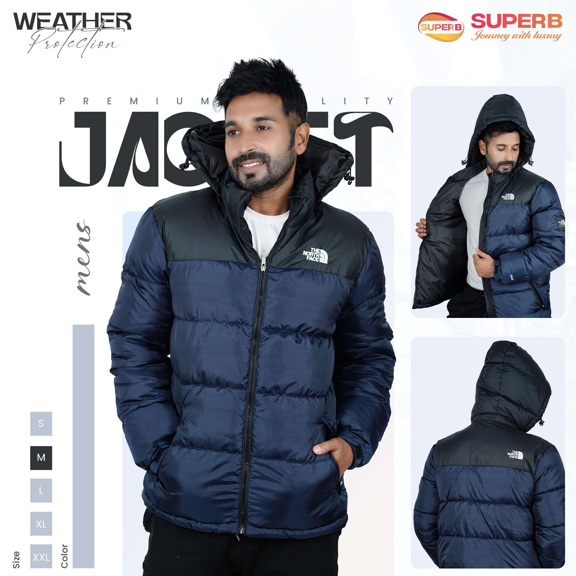 The North Face - 1996 Retro Nuptse Jacket -700 Series– Multi Color Options | Superb Lifestyle - Dark Navy-Black Contrast
