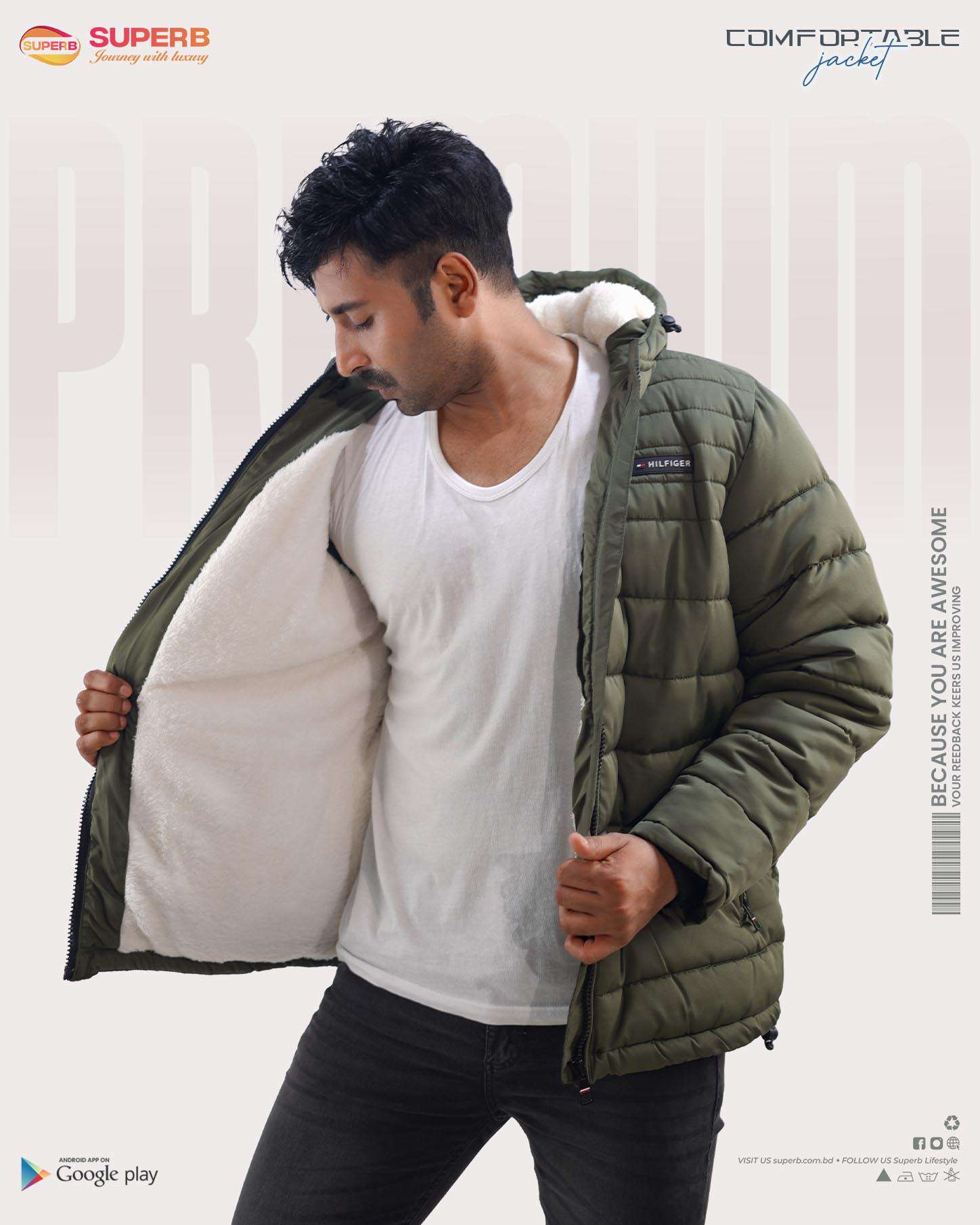 Tommy Hilfiger Sherpa Padded Jacket || Superb - 