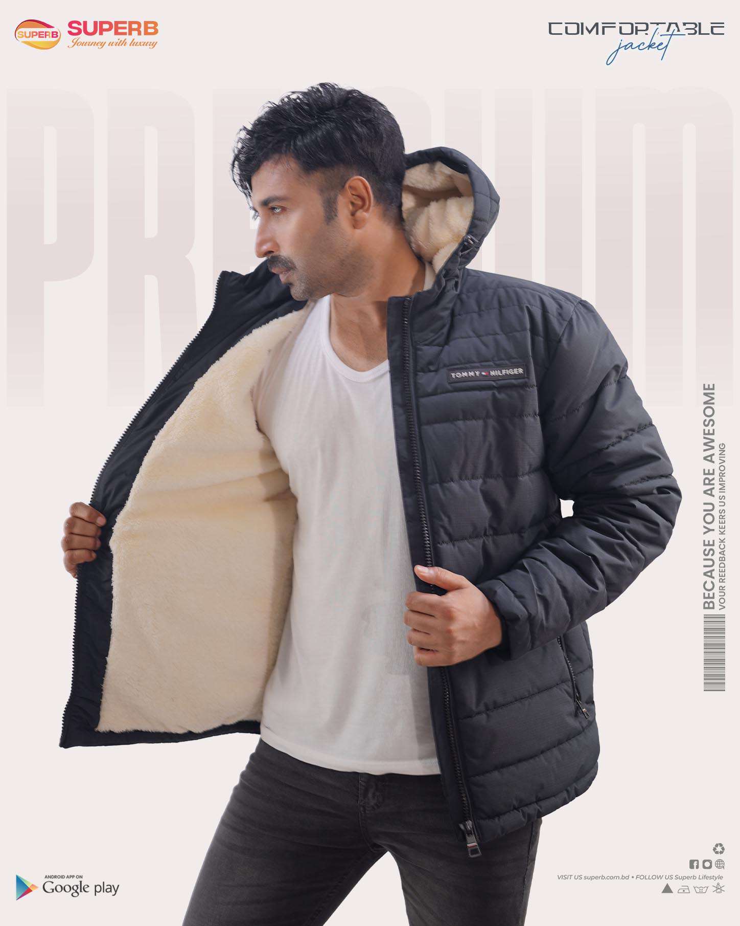 Tommy Hilfiger Sherpa Padded Jacket || Superb - 