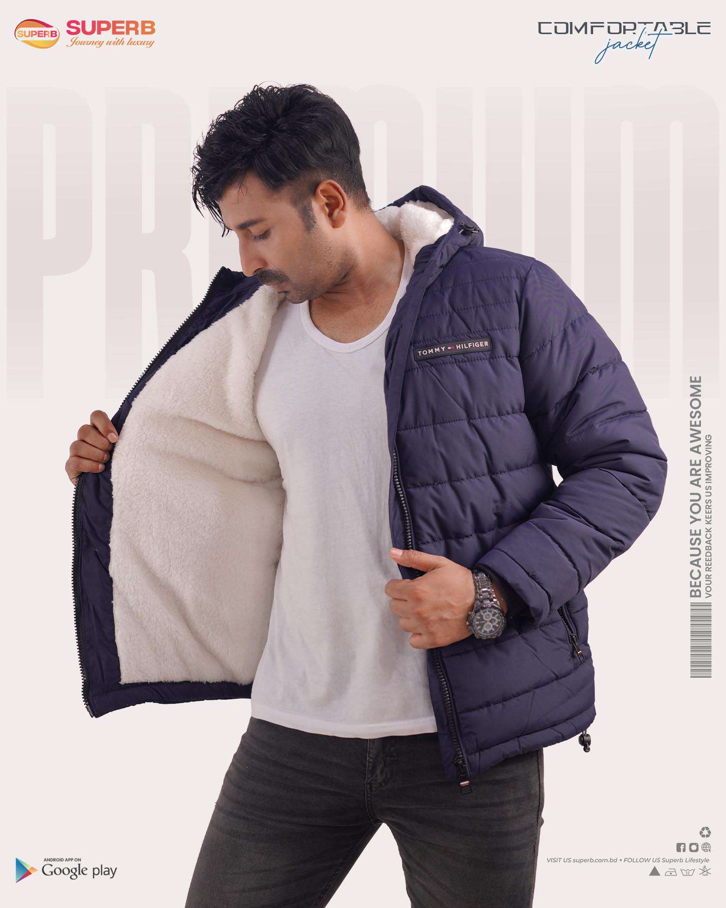 Tommy Hilfiger Sherpa Padded Jacket || Superb - 