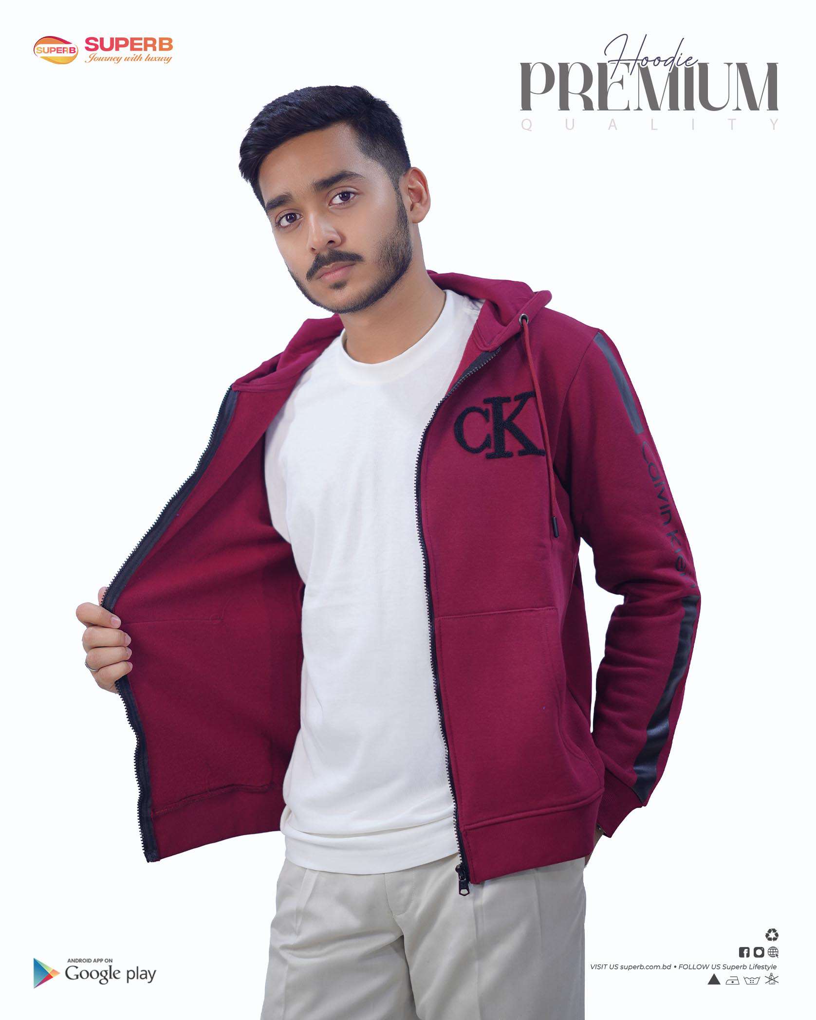 CK Premium Zip-Up Hoodie – Signature Style in 7 Iconic Colors || Superb - 