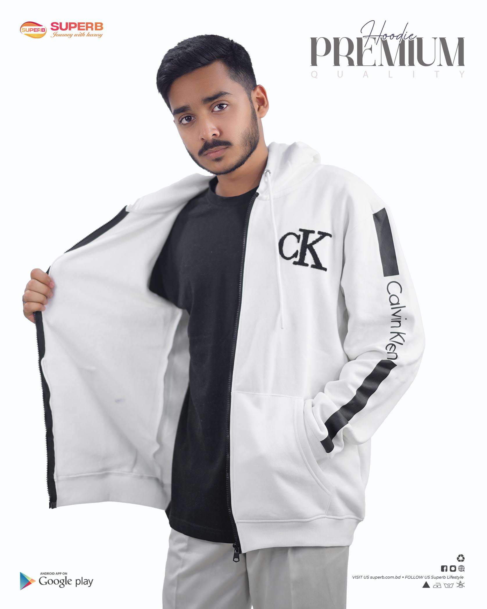 CK Premium Zip-Up Hoodie – Signature Style in 7 Iconic Colors || Superb - 