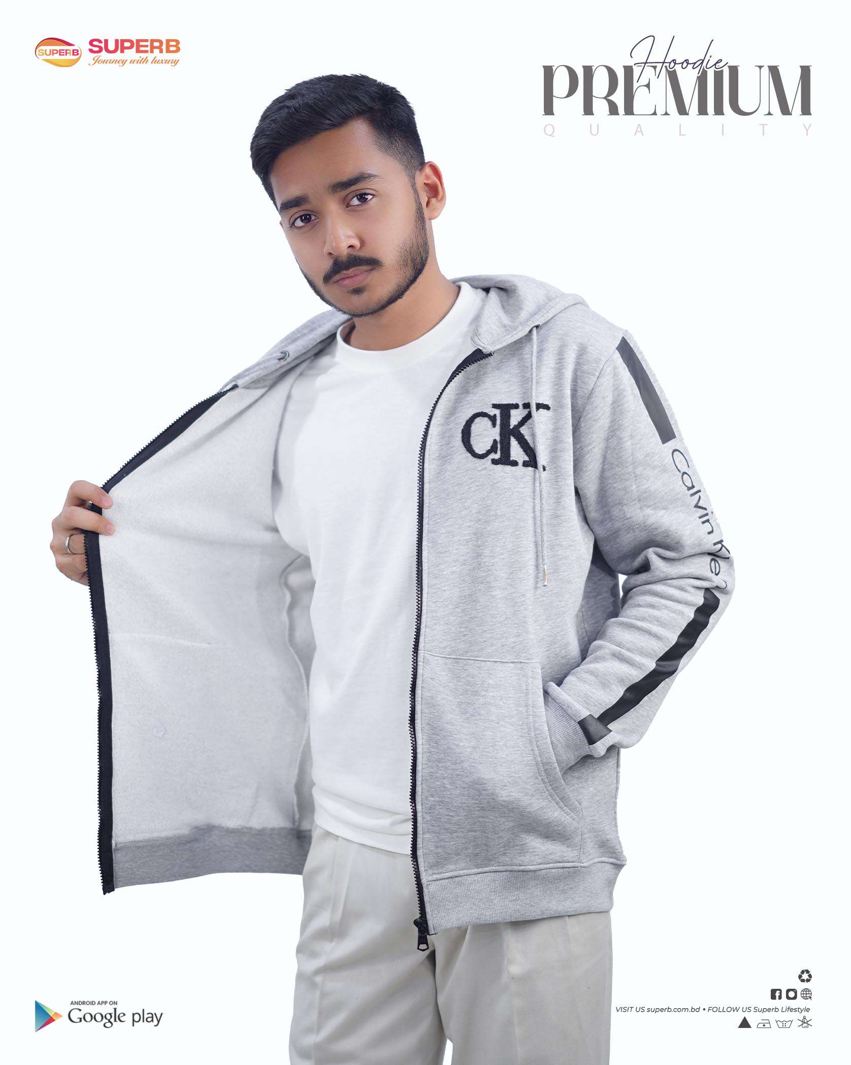 CK Premium Zip-Up Hoodie – Signature Style in 7 Iconic Colors || Superb - 