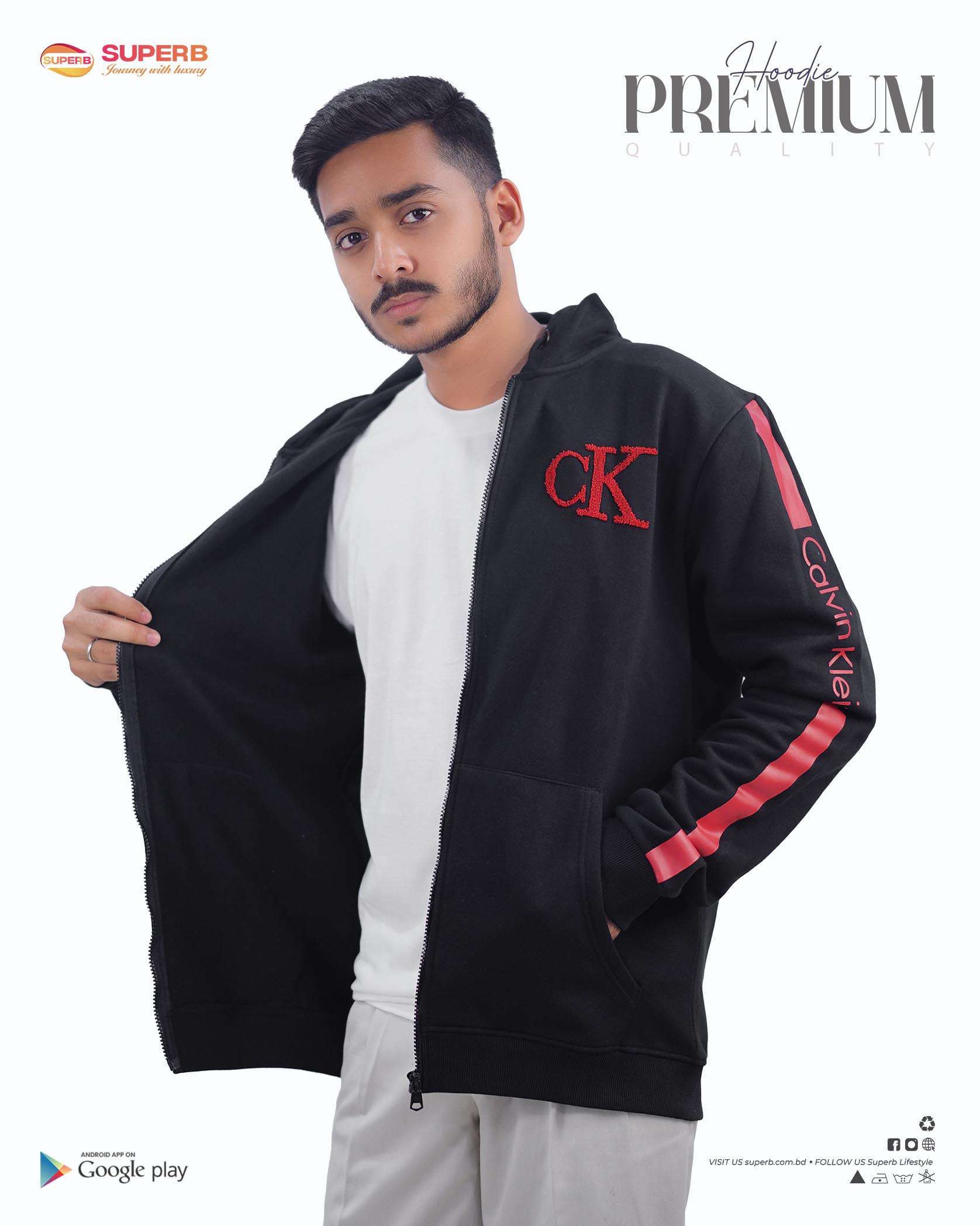 CK Premium Zip-Up Hoodie – Signature Style in 7 Iconic Colors || Superb - 