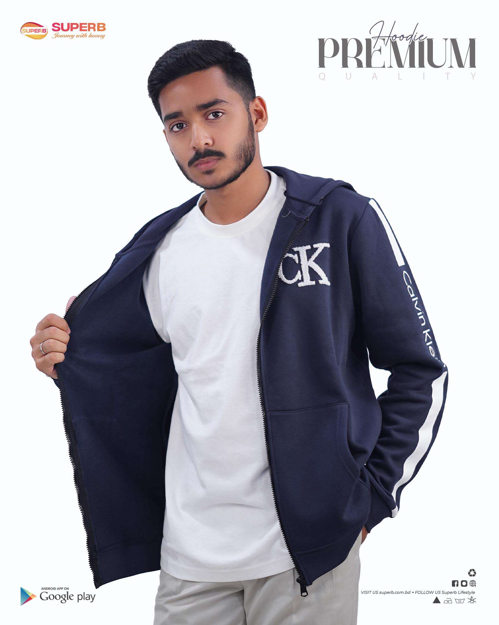 CK Premium Zip-Up Hoodie – Signature Style in 7 Iconic Colors || Superb - 