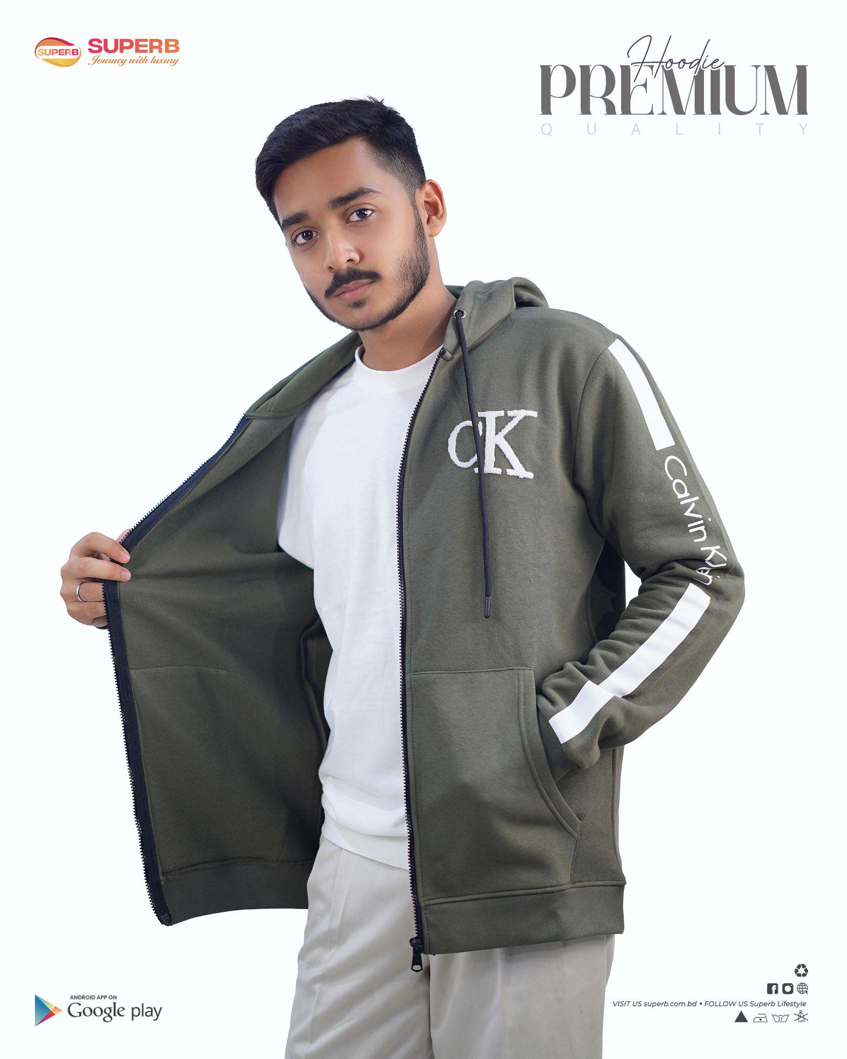 CK Premium Zip-Up Hoodie – Signature Style in 7 Iconic Colors || Superb - 