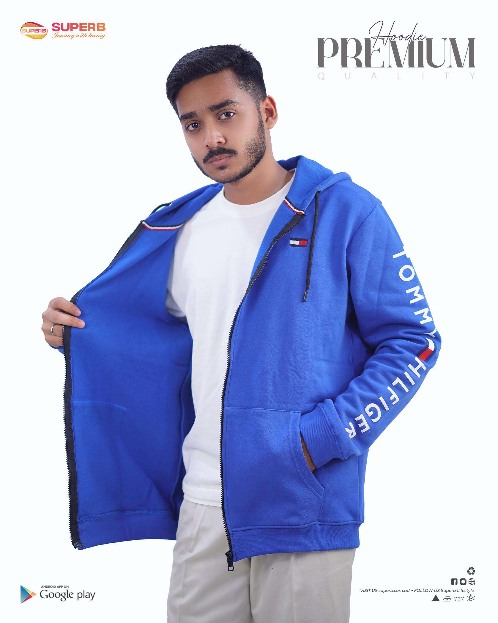 Tommy Hilfiger Premium Zip-Up Hoodie – Signature Comfort in 5 Classic Colors || Superb - 