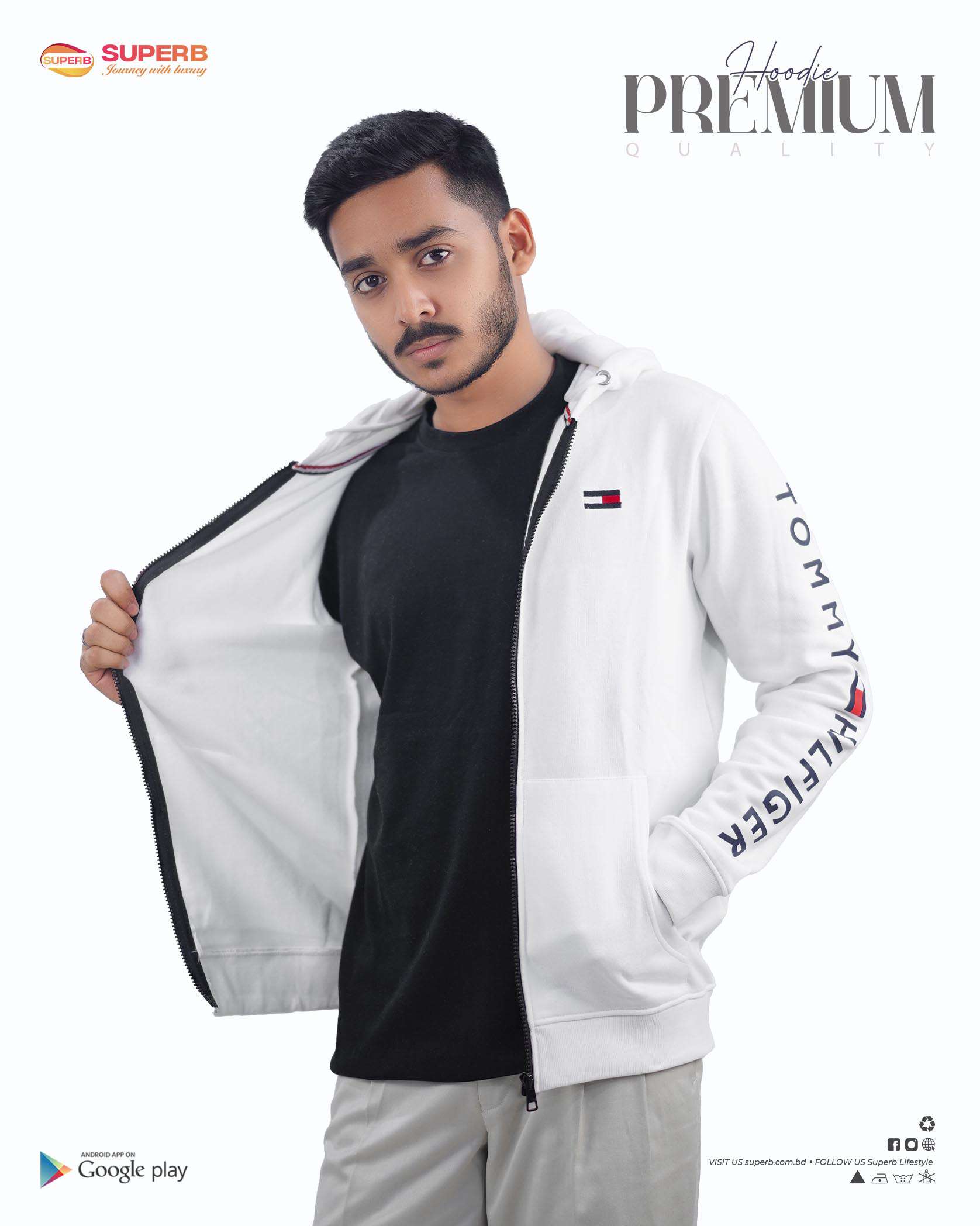 Tommy Hilfiger Premium Zip-Up Hoodie – Signature Comfort in 5 Classic Colors || Superb - 