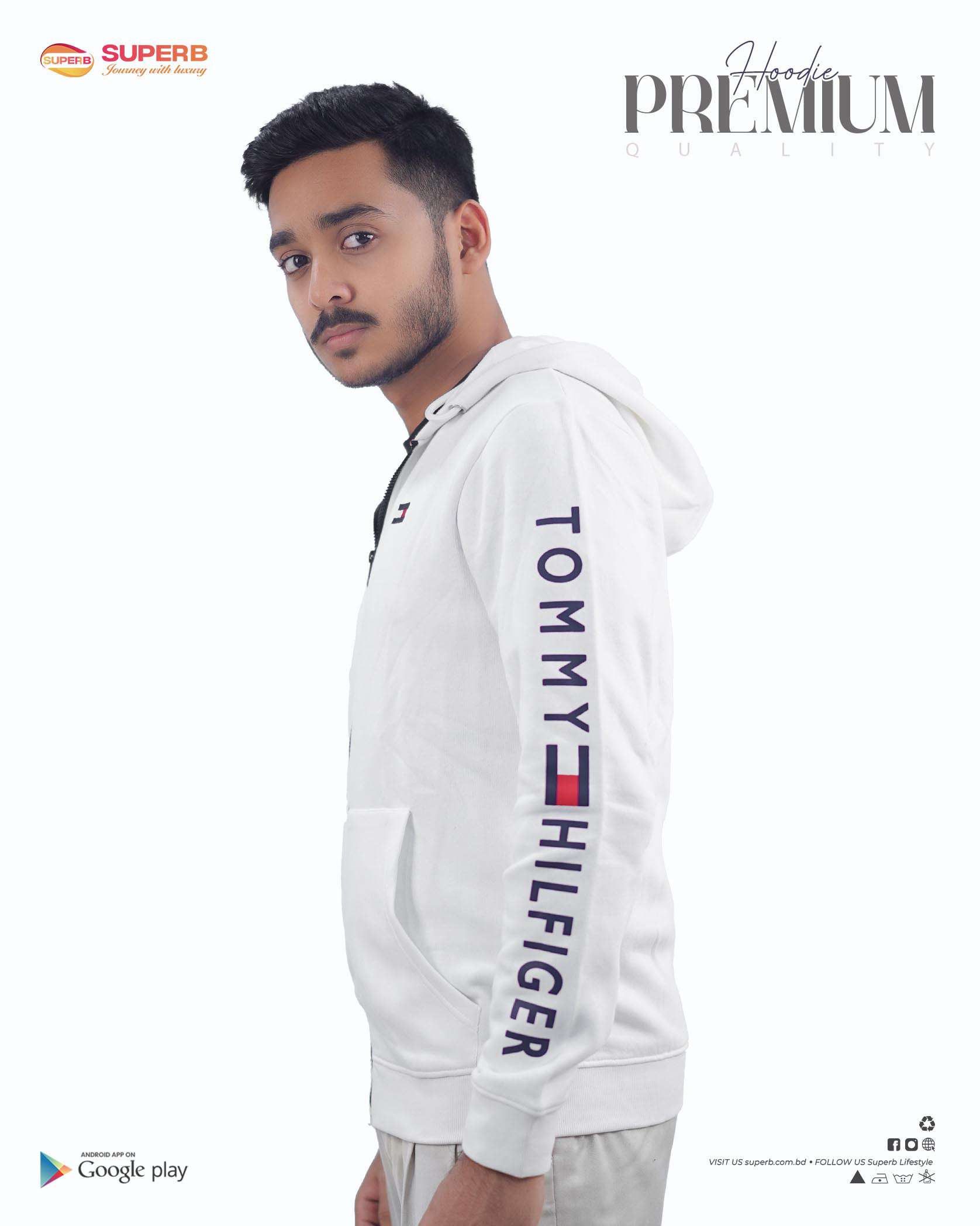 Tommy Hilfiger Premium Zip-Up Hoodie – Signature Comfort in 5 Classic Colors || Superb - 