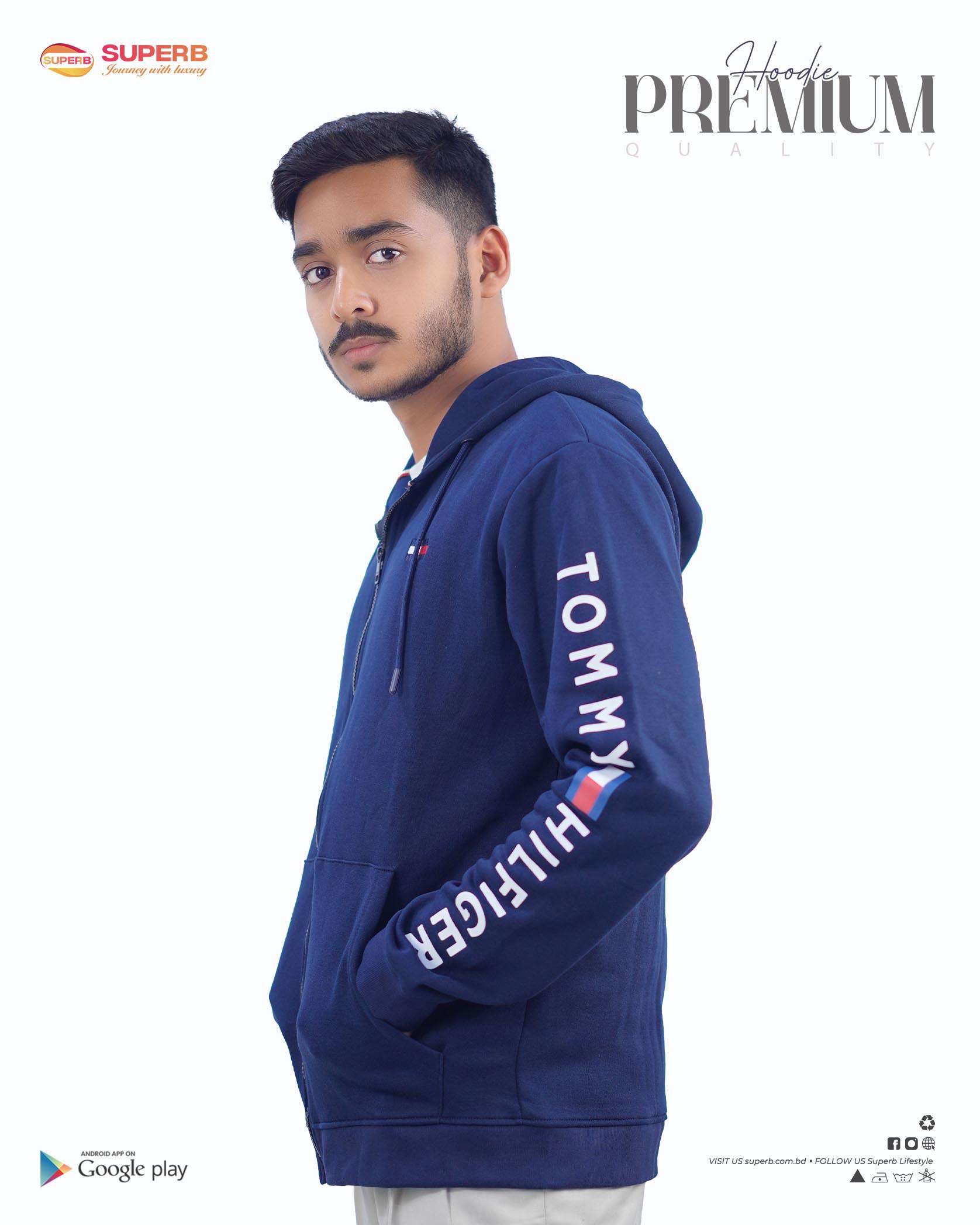 Tommy Hilfiger Premium Zip-Up Hoodie – Signature Comfort in 5 Classic Colors || Superb - 