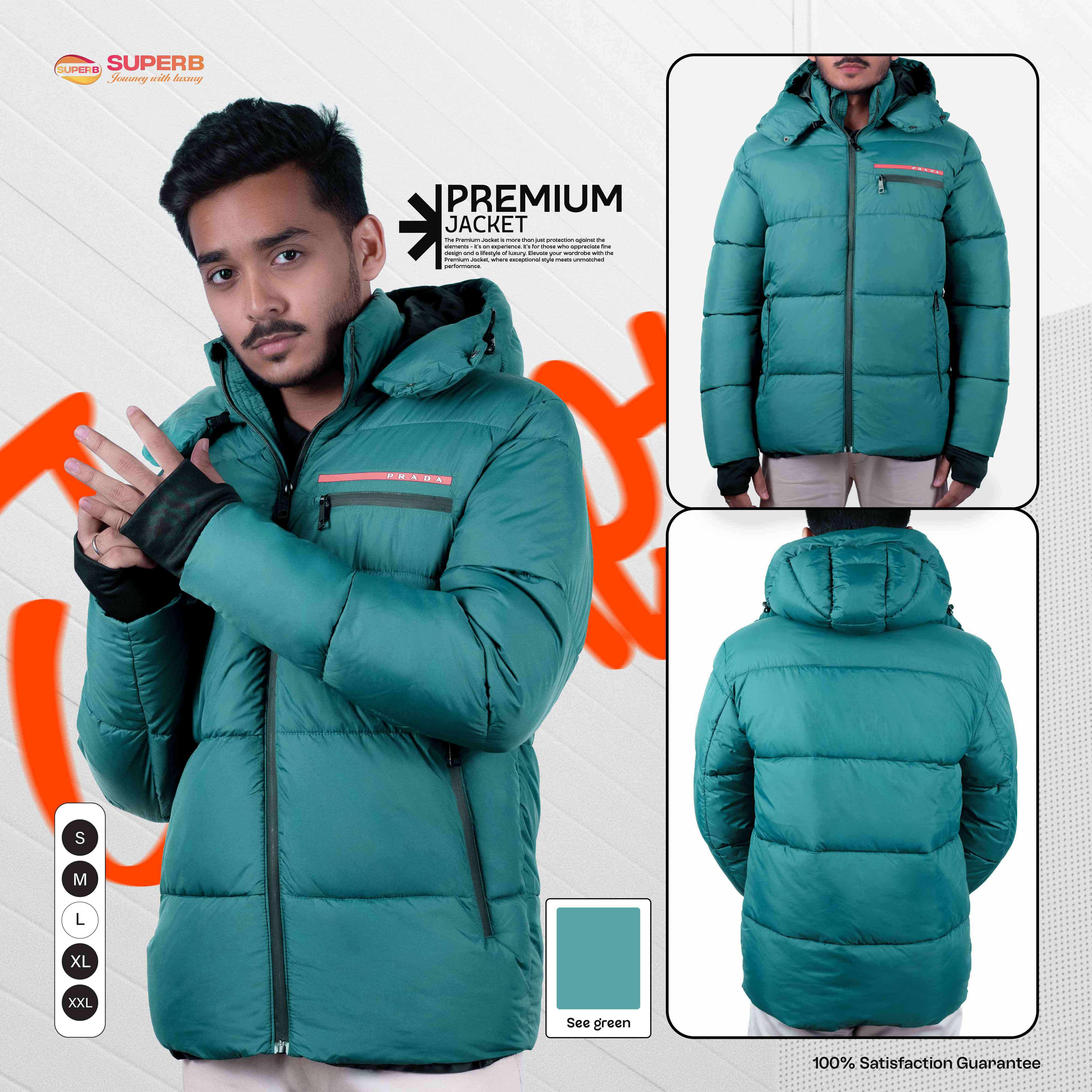 Prada Premium Insulated Puffer Jacket | Designed for Extreme Winter Comfort - Sea Green