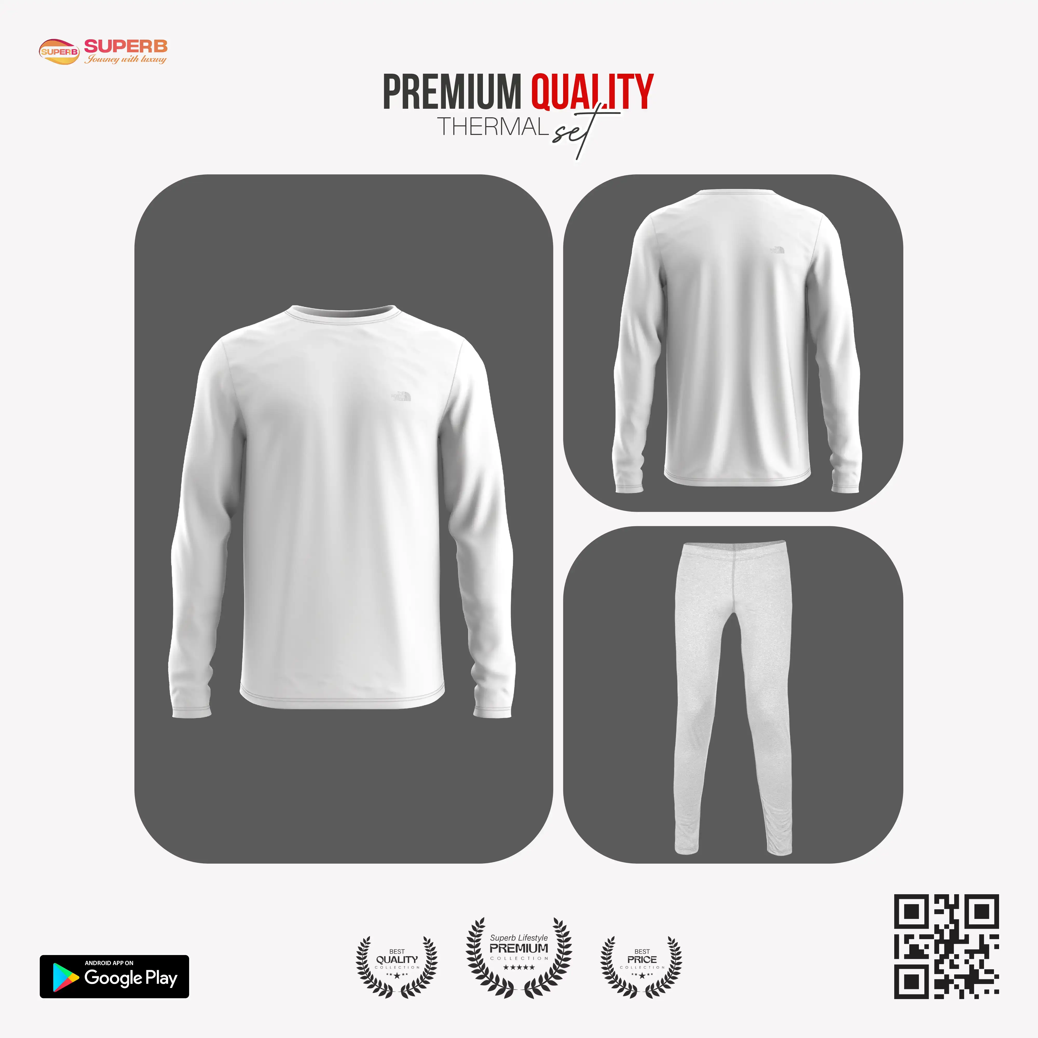 The North Face Base Layer Thermal Set—Unisex—Moisture-Wicking, Stretch, and Warmth in Cold Weather || Superb - White