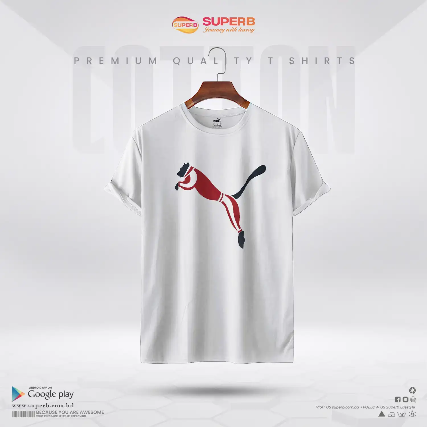 Puma Men's Classic Cotton T-Shirt – White | Superb - White