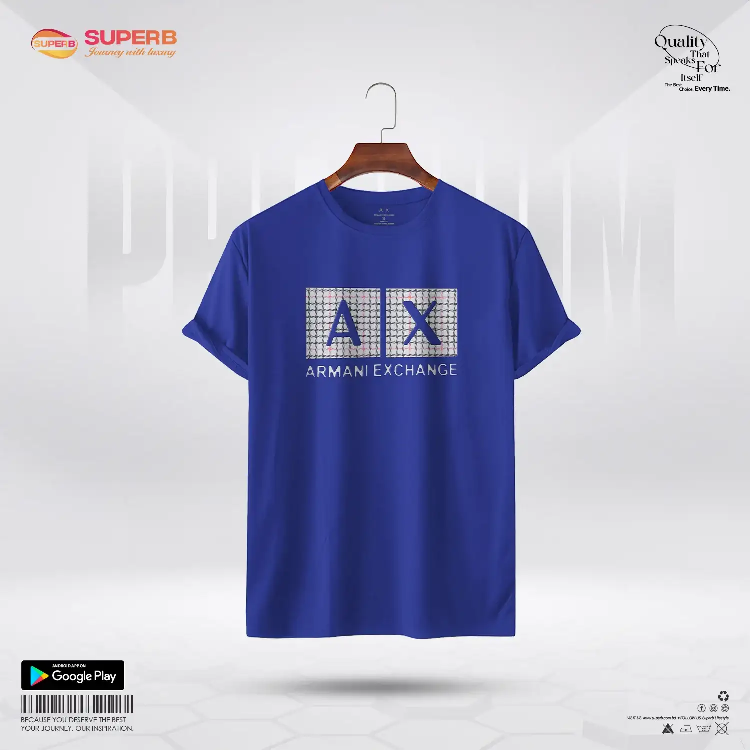 Armani Exchange T-Shirt – A|X Logo Tee| Cotton Stretch Fit || Superb - Blue