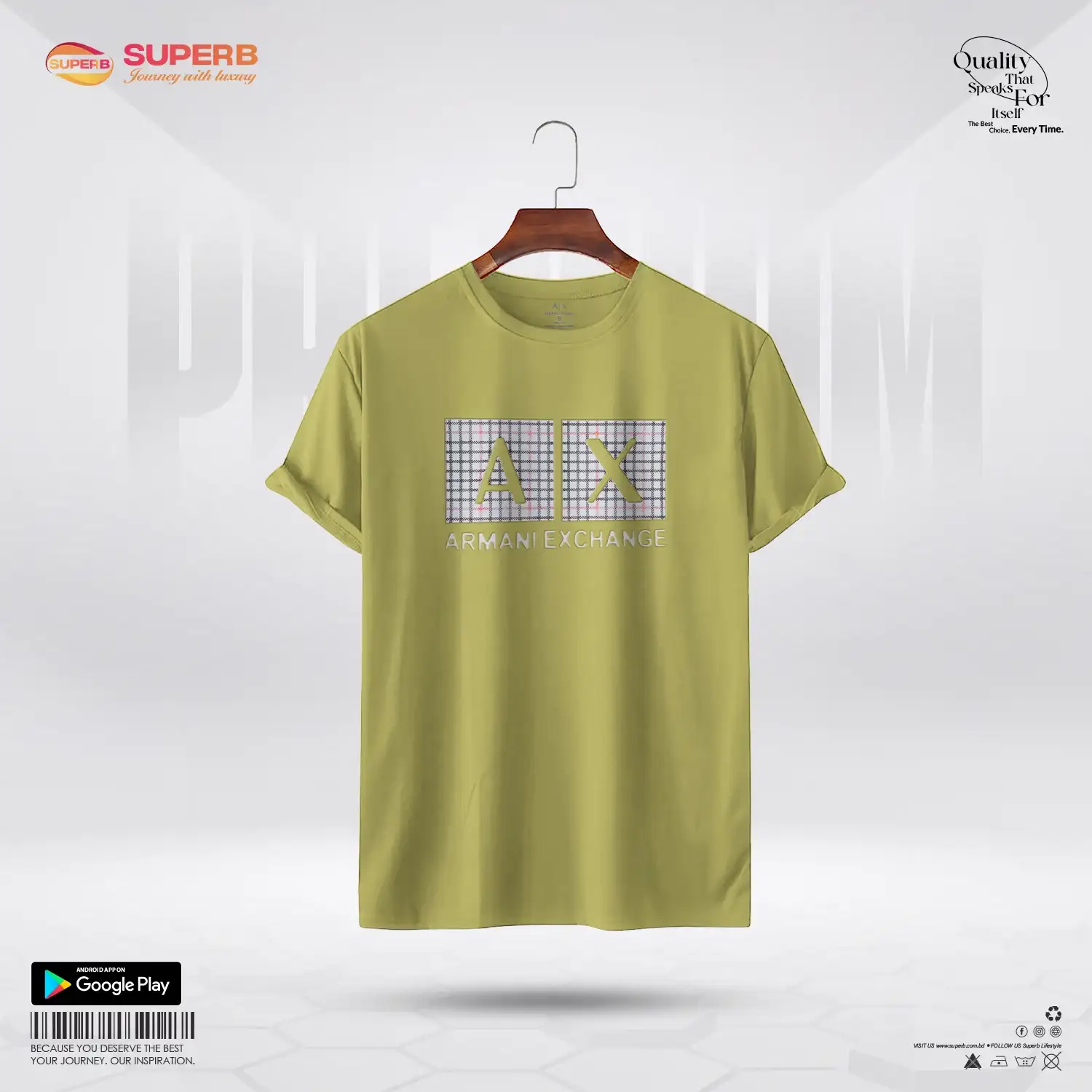 Armani Exchange T-Shirt – A|X Logo Tee| Cotton Stretch Fit || Superb - Yellow