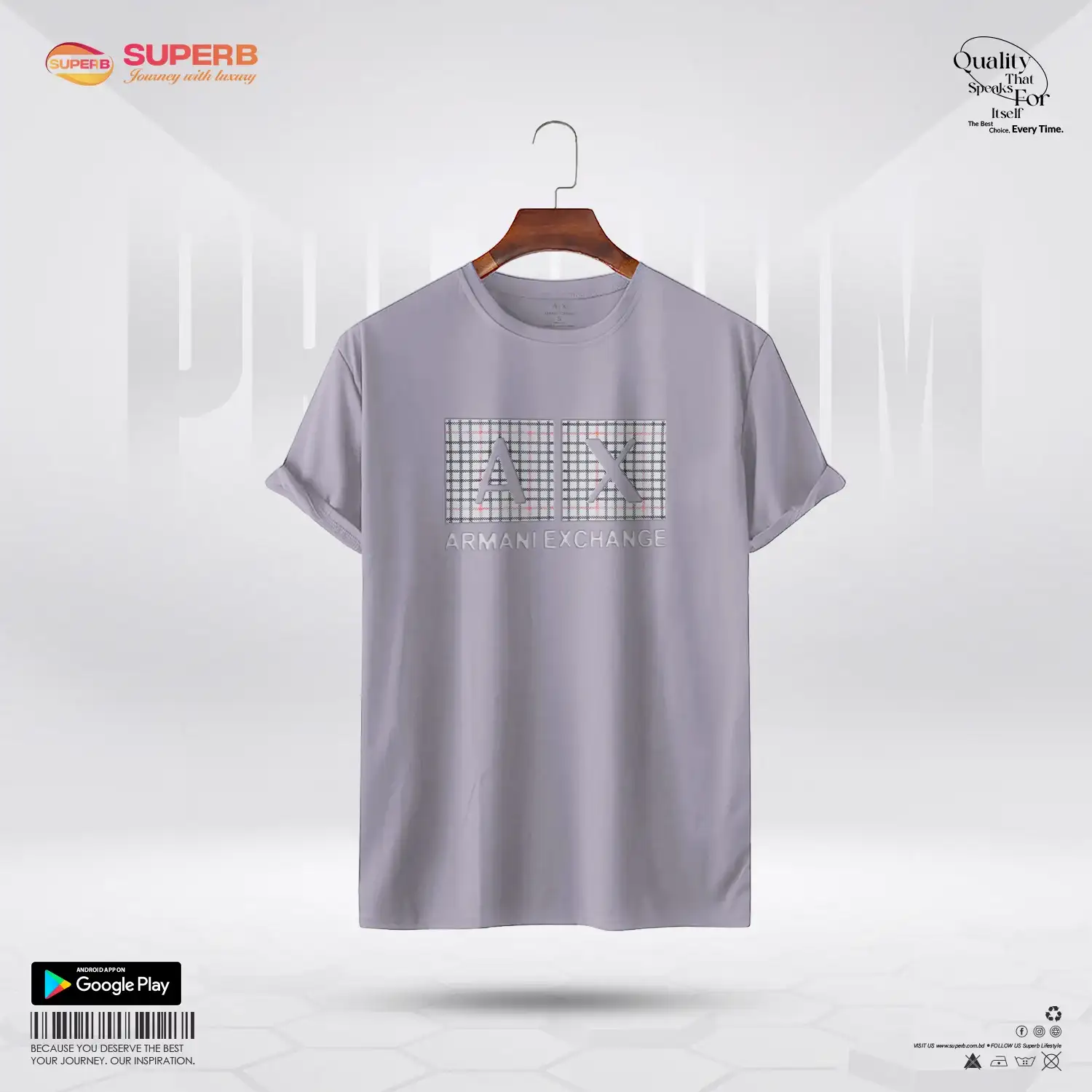 Armani Exchange T-Shirt – A|X Logo Tee| Cotton Stretch Fit || Superb - Light Purple