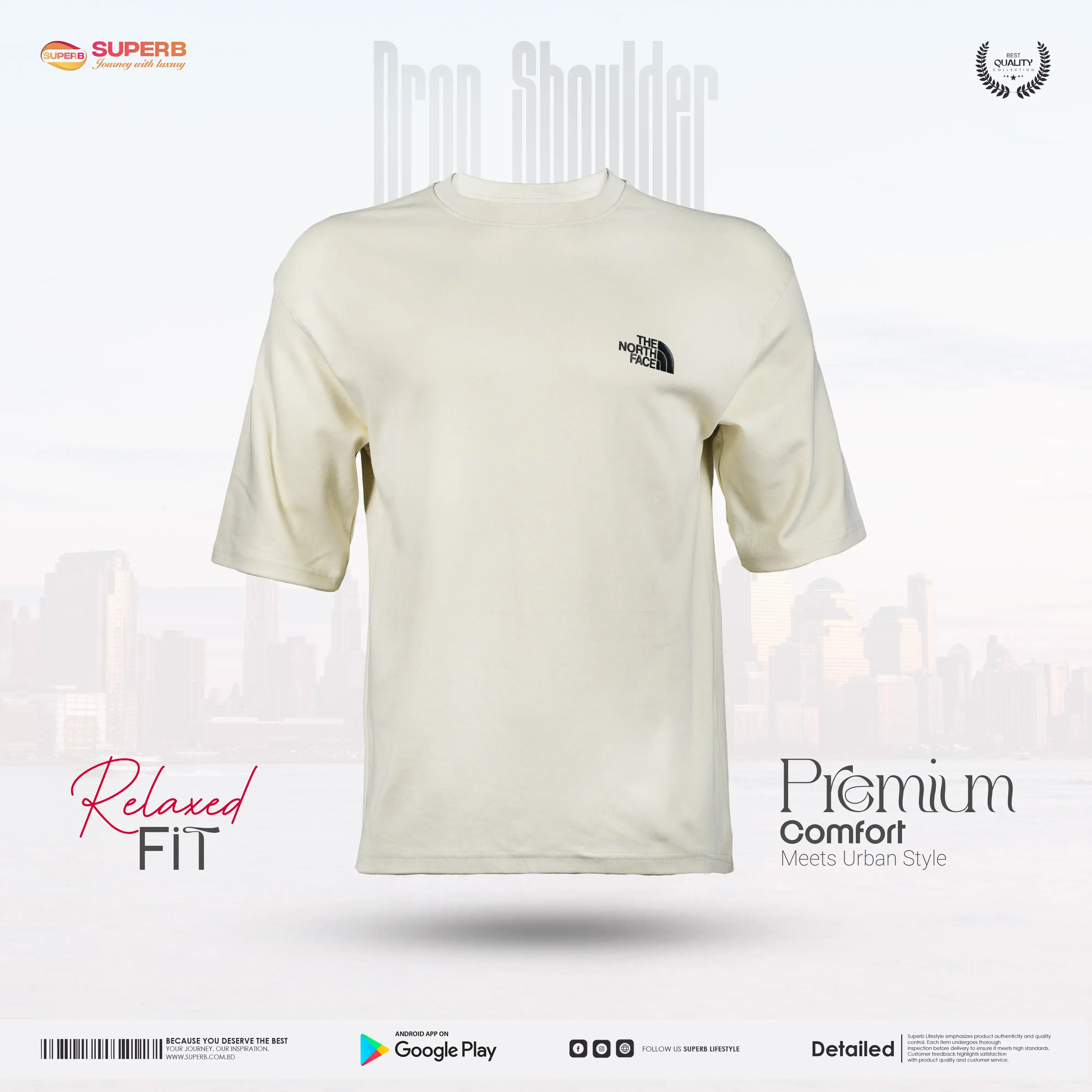 The North Face Men's Relaxed Fit Dropshoulder Graphic T-shirt || Superb - Off-white