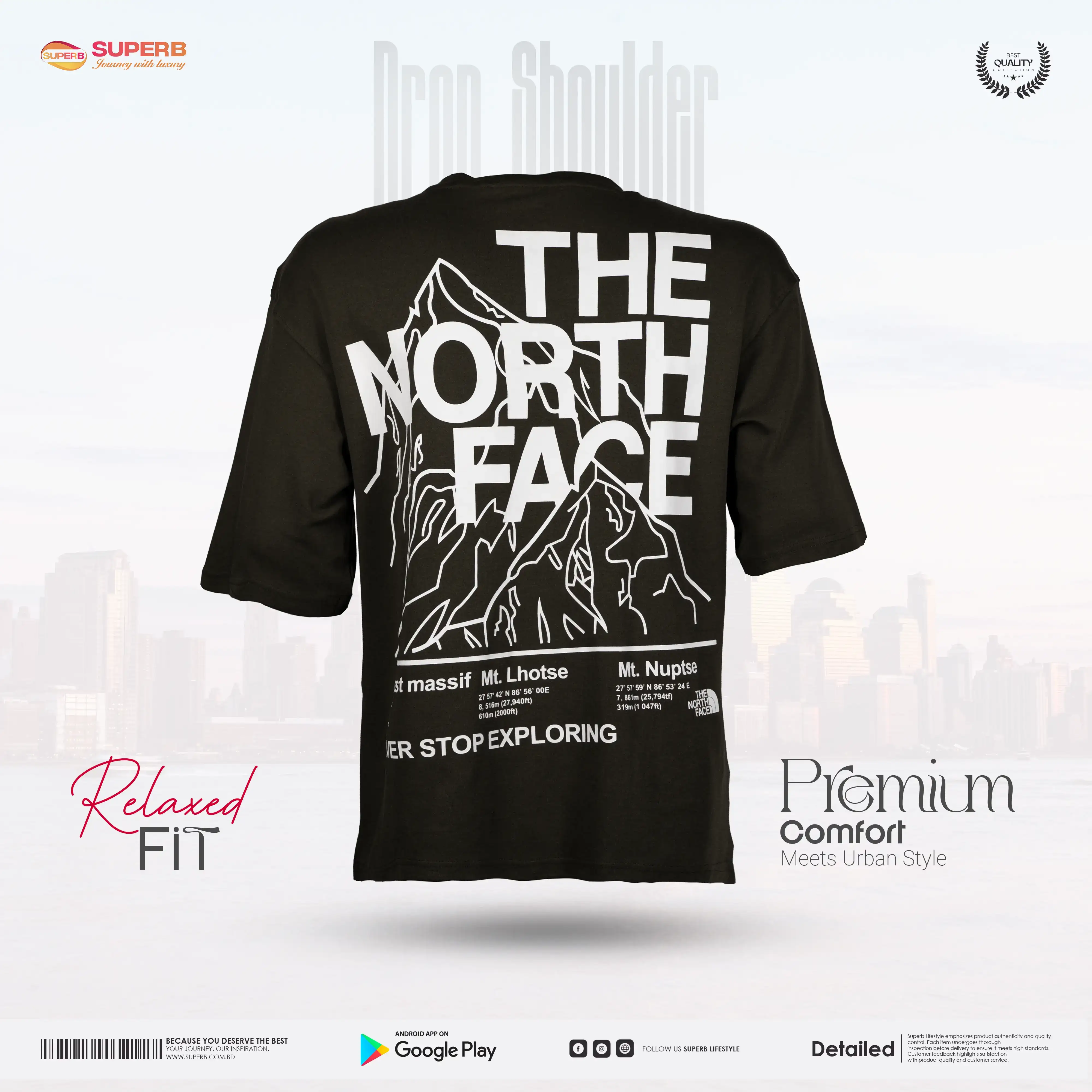 The North Face Men's Relaxed Fit Dropshoulder Graphic T-shirt || Superb - 